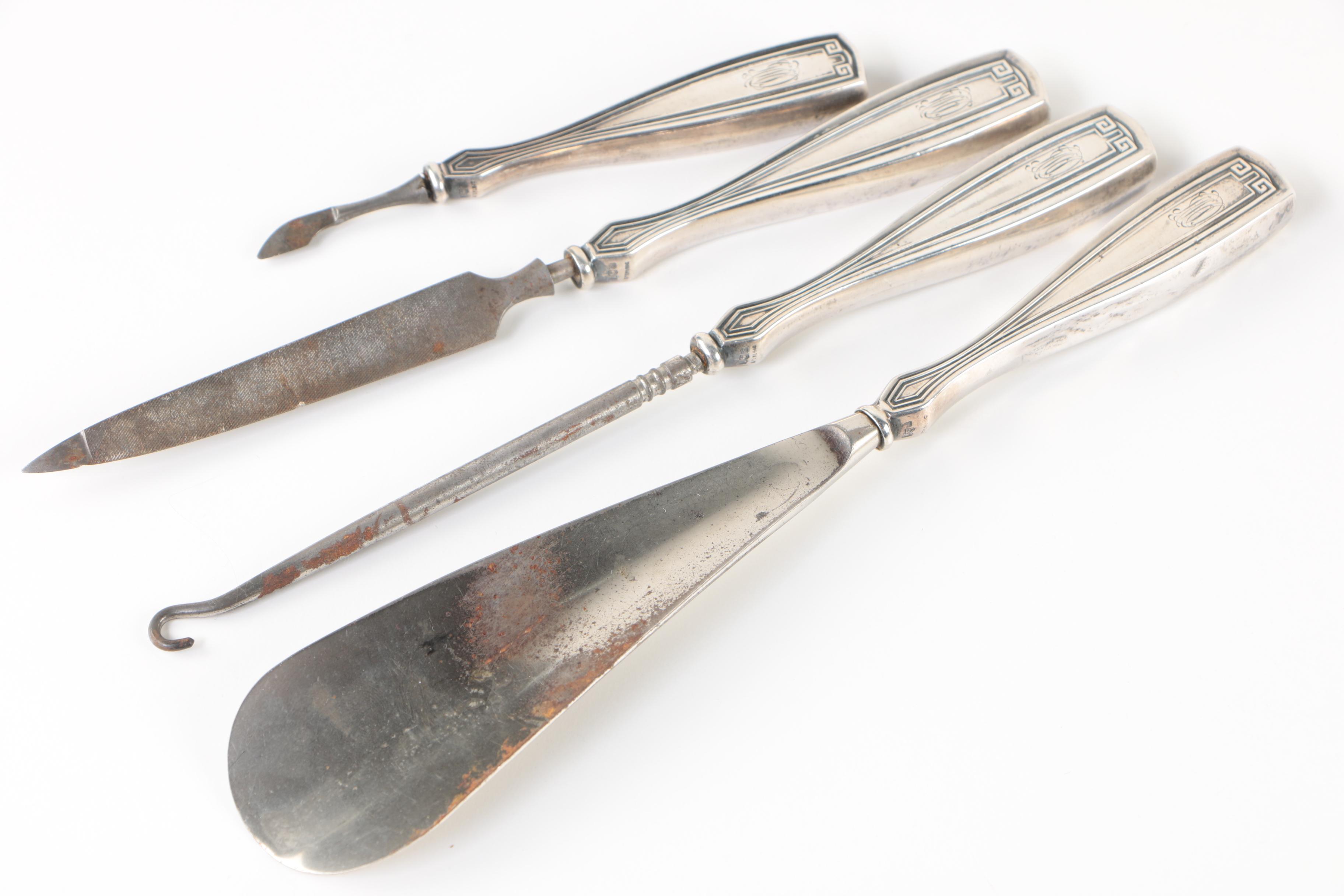 Gorham "Etruscan" Sterling Silver Handled Vanity Items, 20th Century