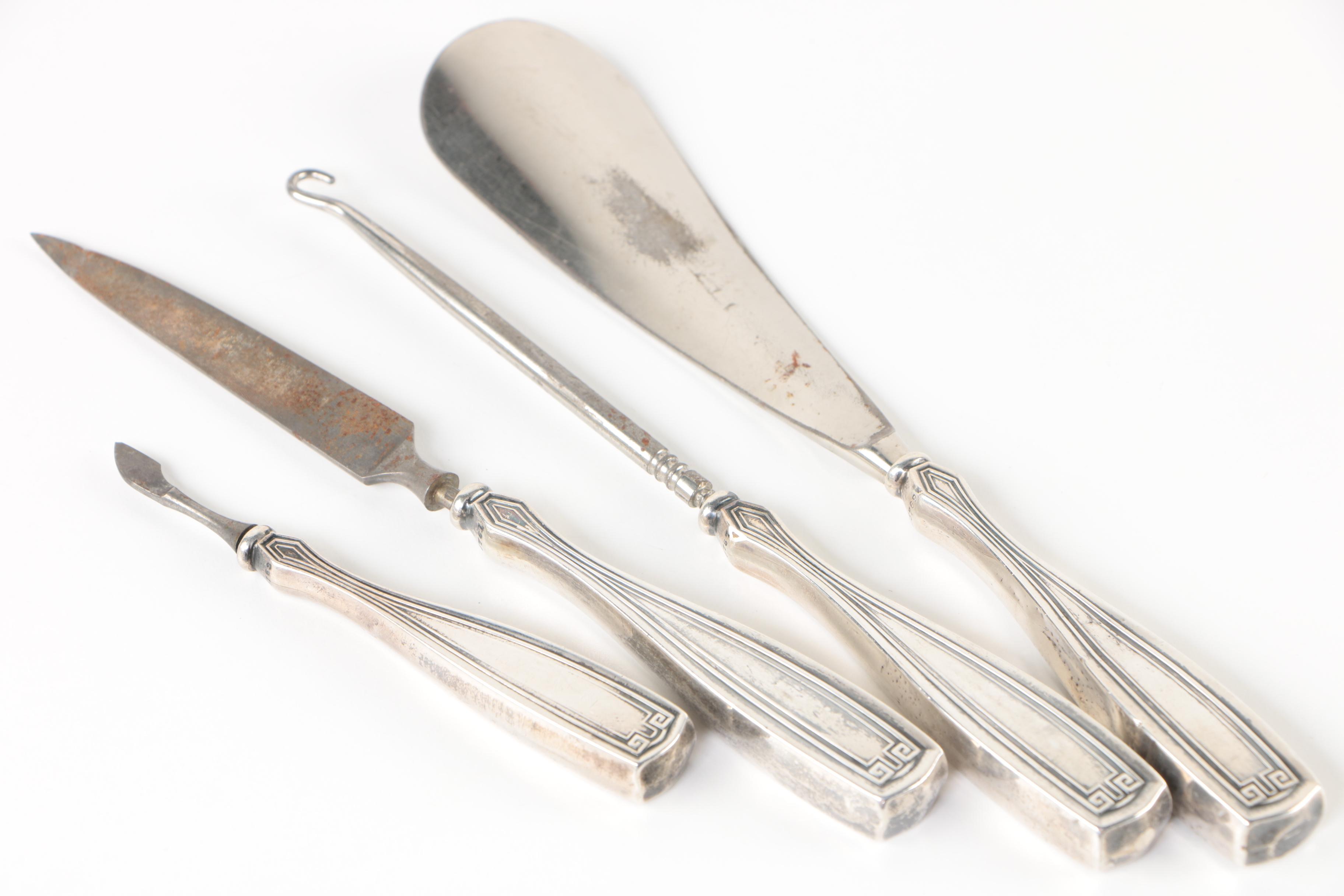 Gorham "Etruscan" Sterling Silver Handled Vanity Items, 20th Century