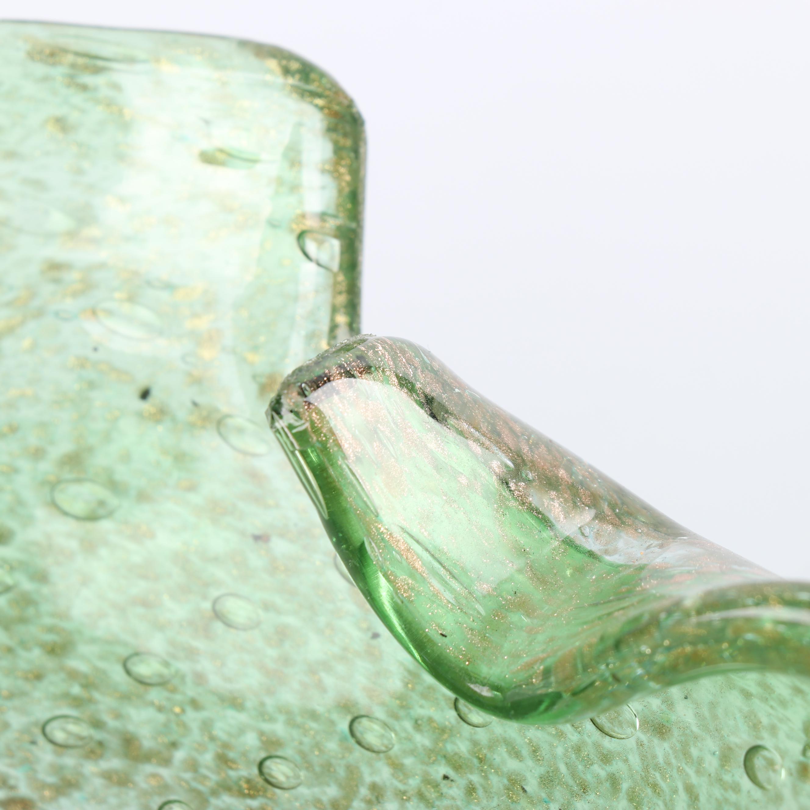 Murano Style Aventurine Bowl and Art Glass Vase