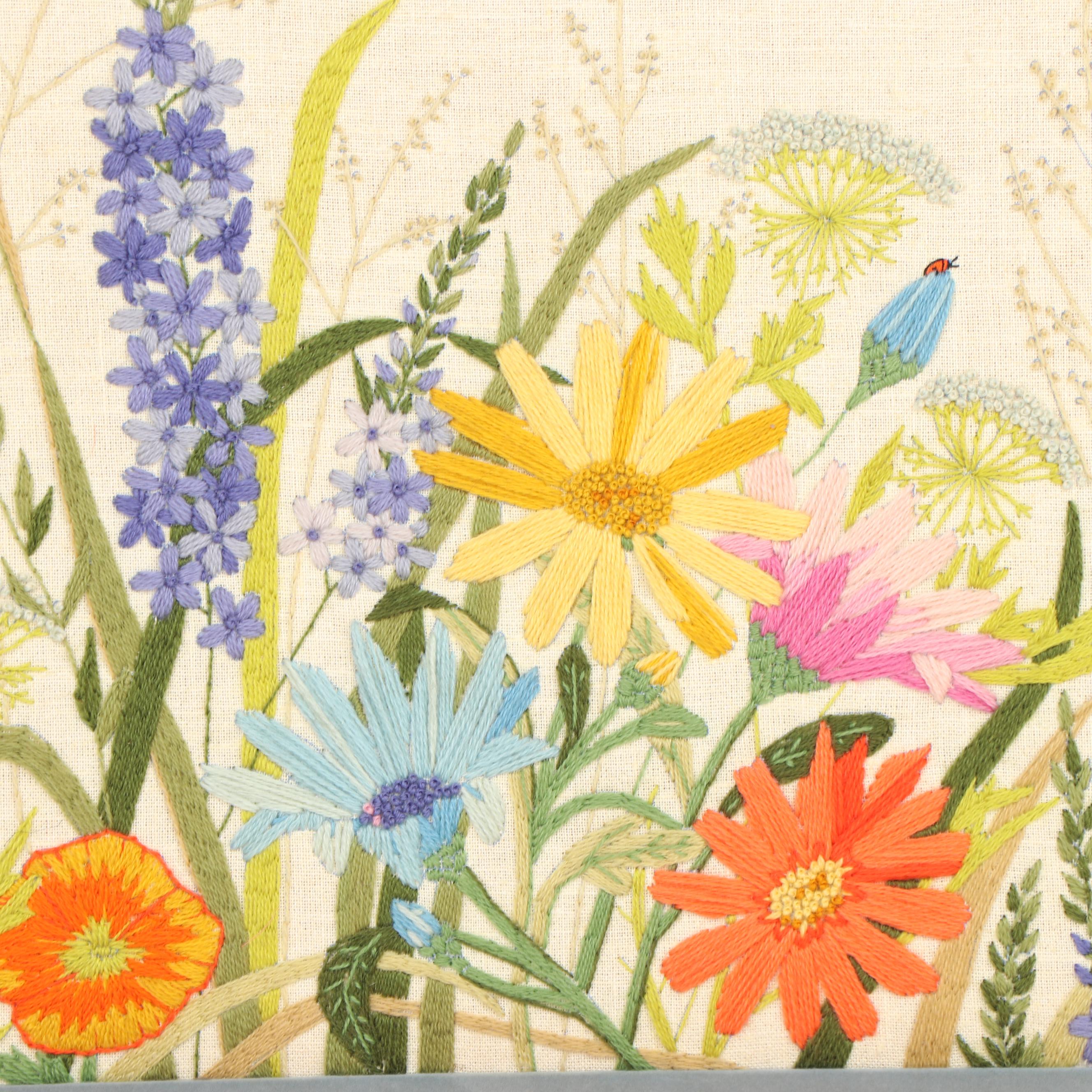 Crewel Floral Embroidery Wall Hanging