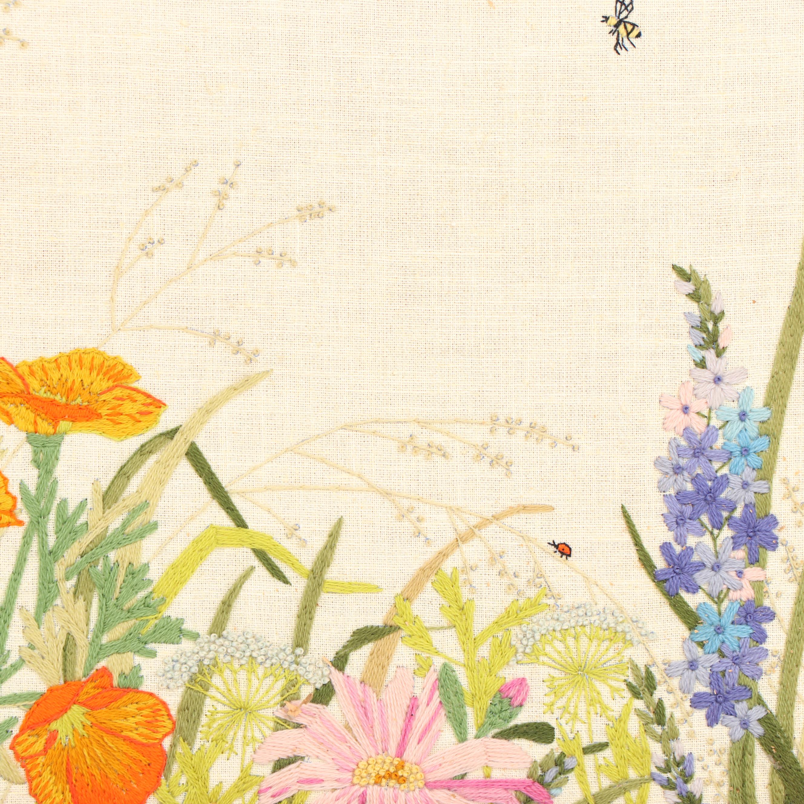 Crewel Floral Embroidery Wall Hanging