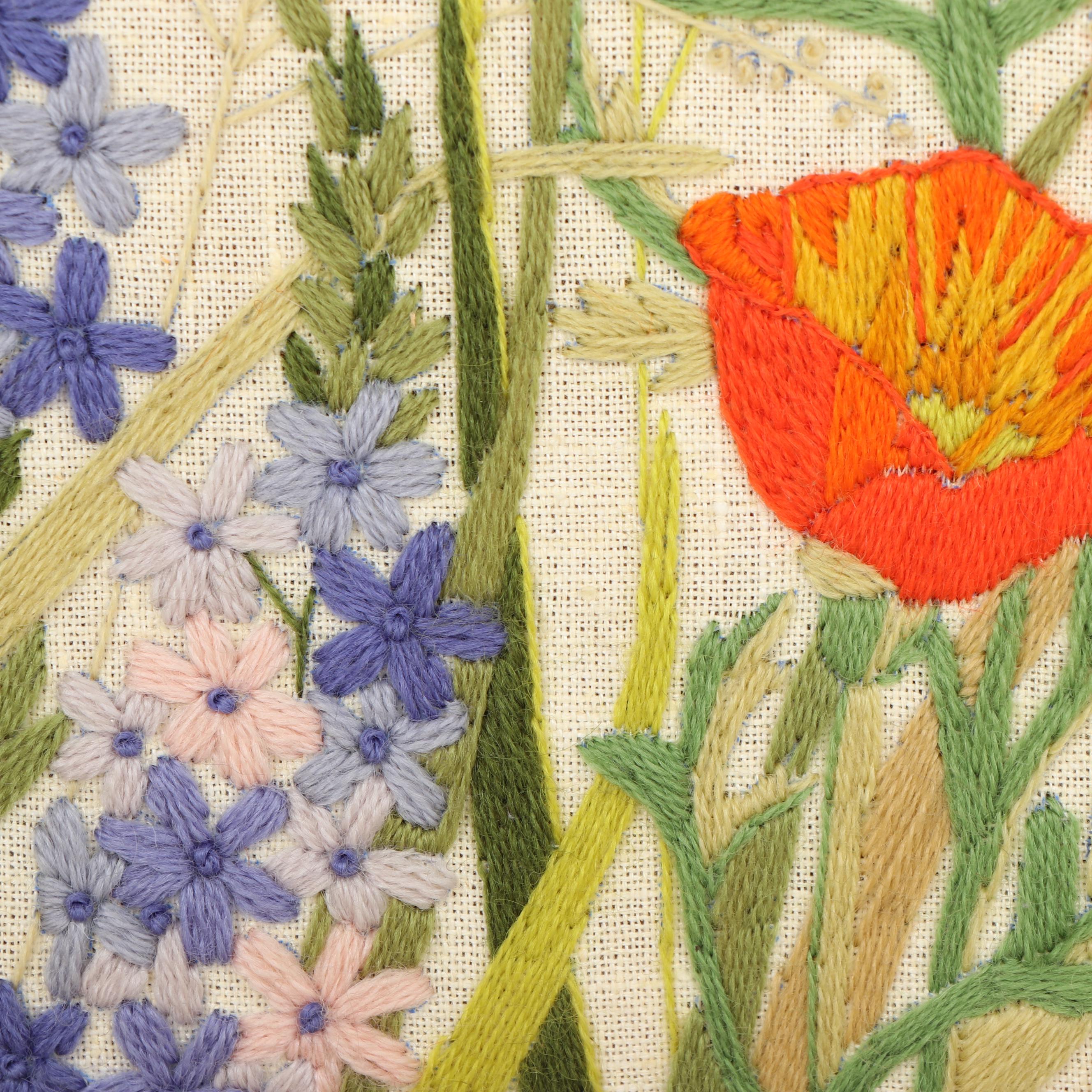 Crewel Floral Embroidery Wall Hanging