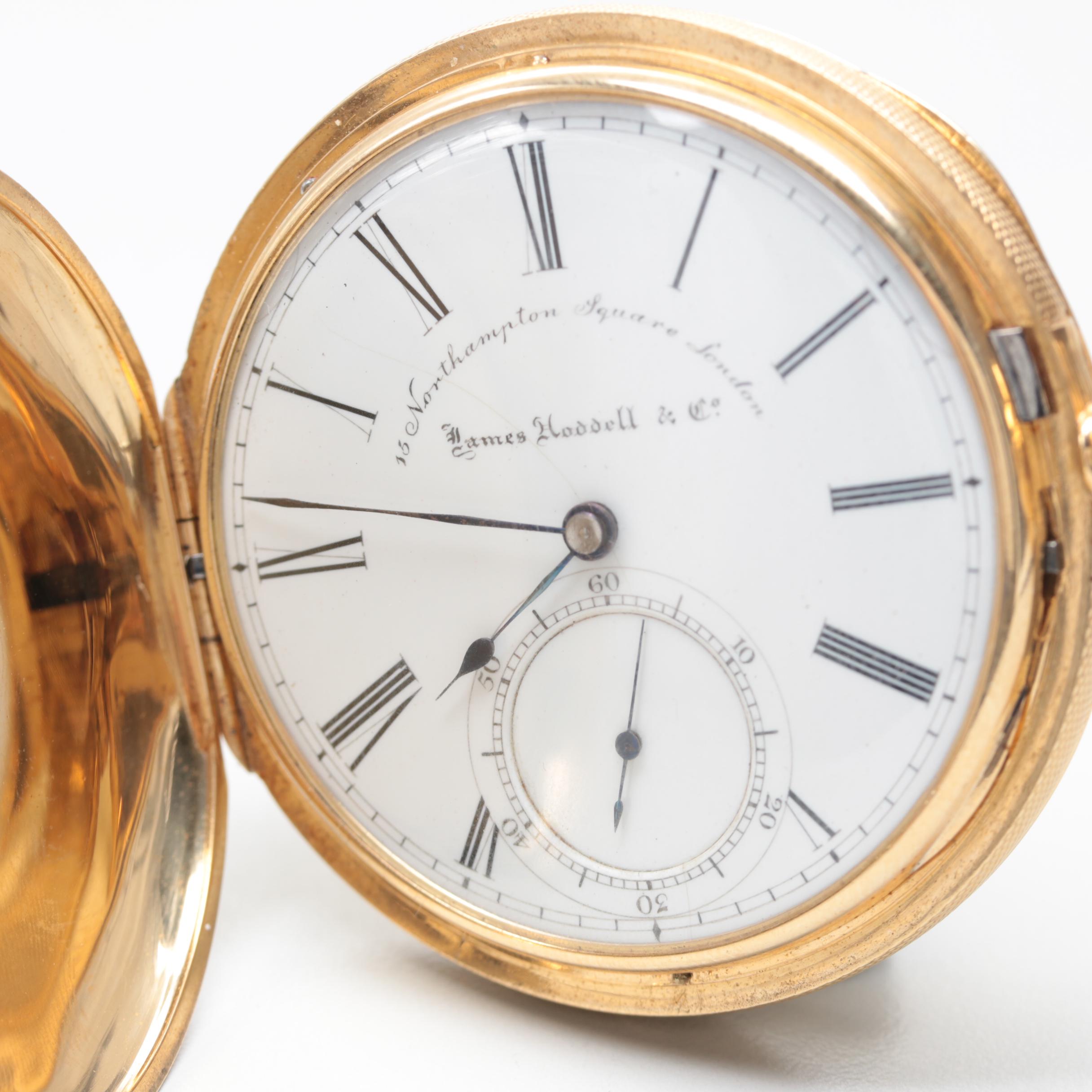 James Hoddell & Co. 18K Yellow Gold Hunter Case Pocket Watch