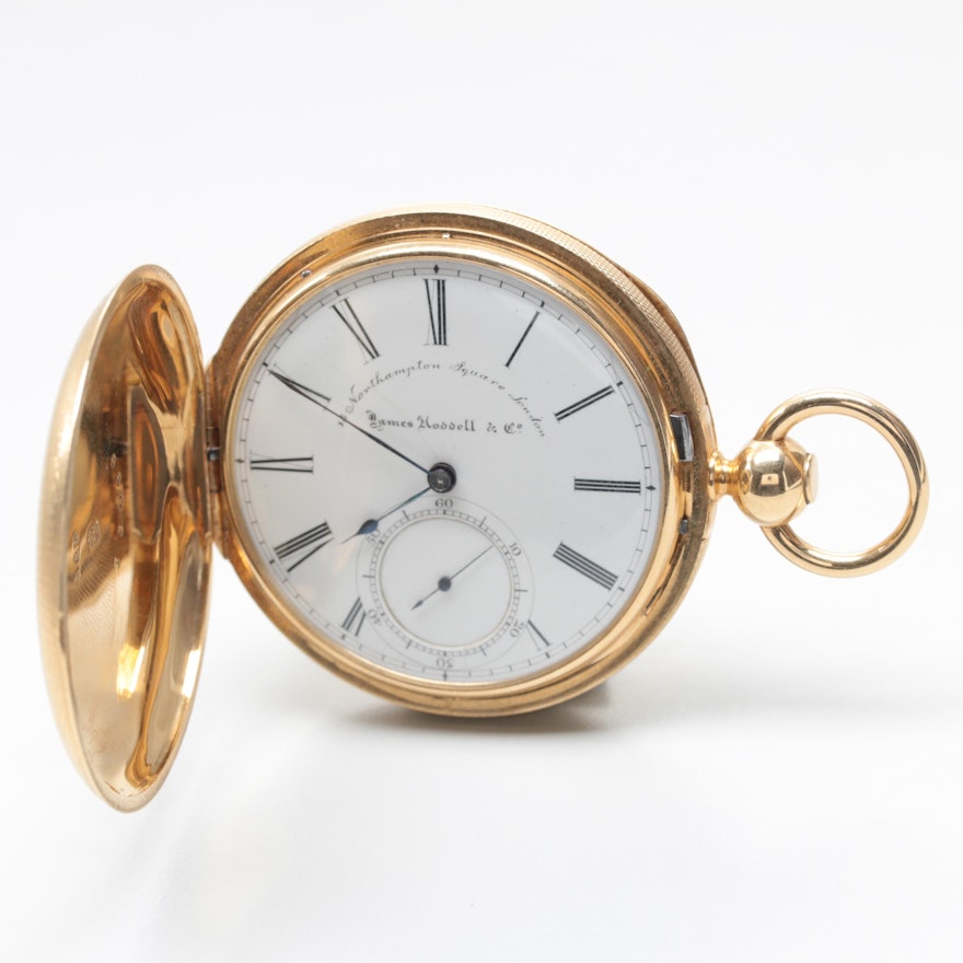 James Hoddell & Co. 18K Yellow Gold Hunter Case Pocket Watch