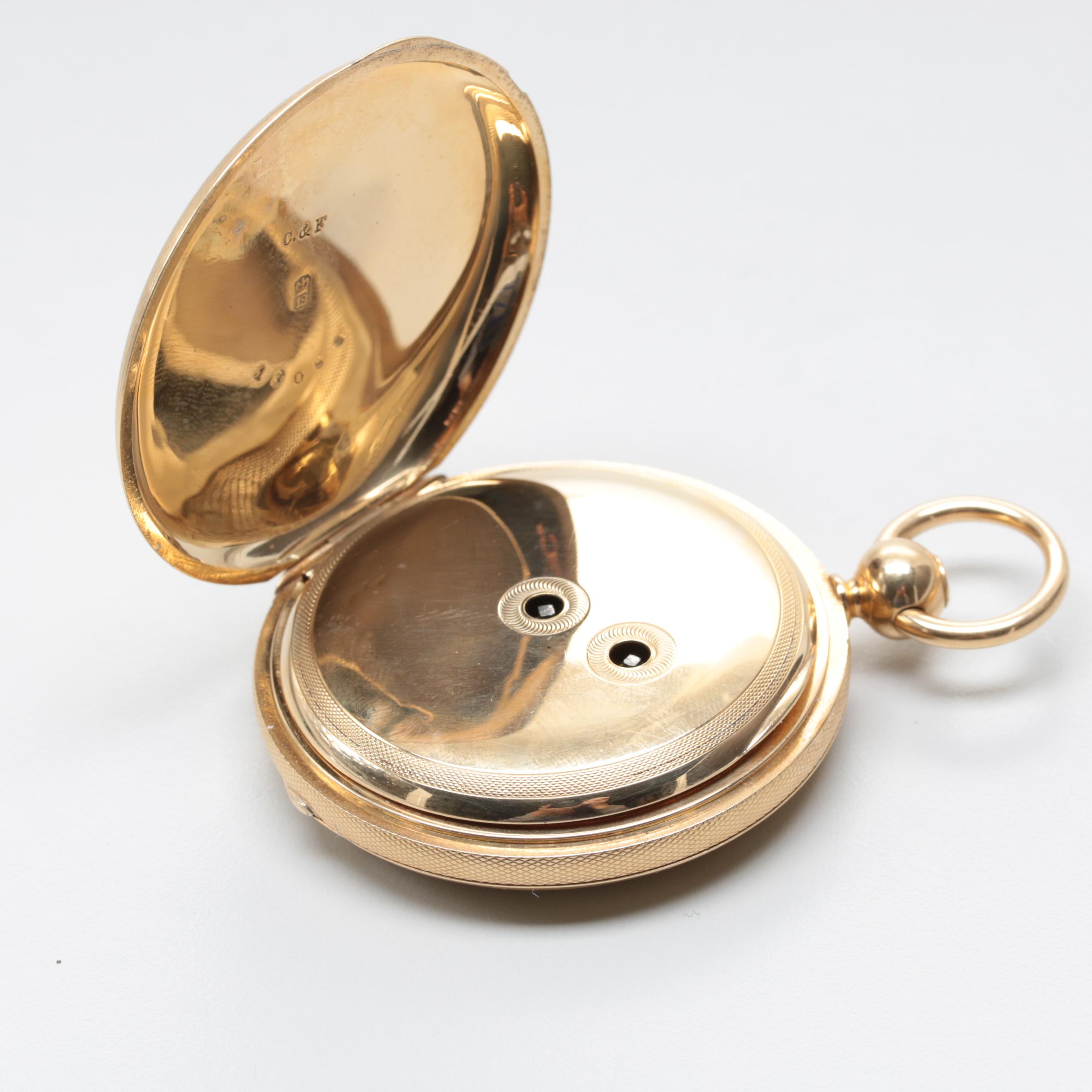 James Hoddell & Co. 18K Yellow Gold Hunter Case Pocket Watch