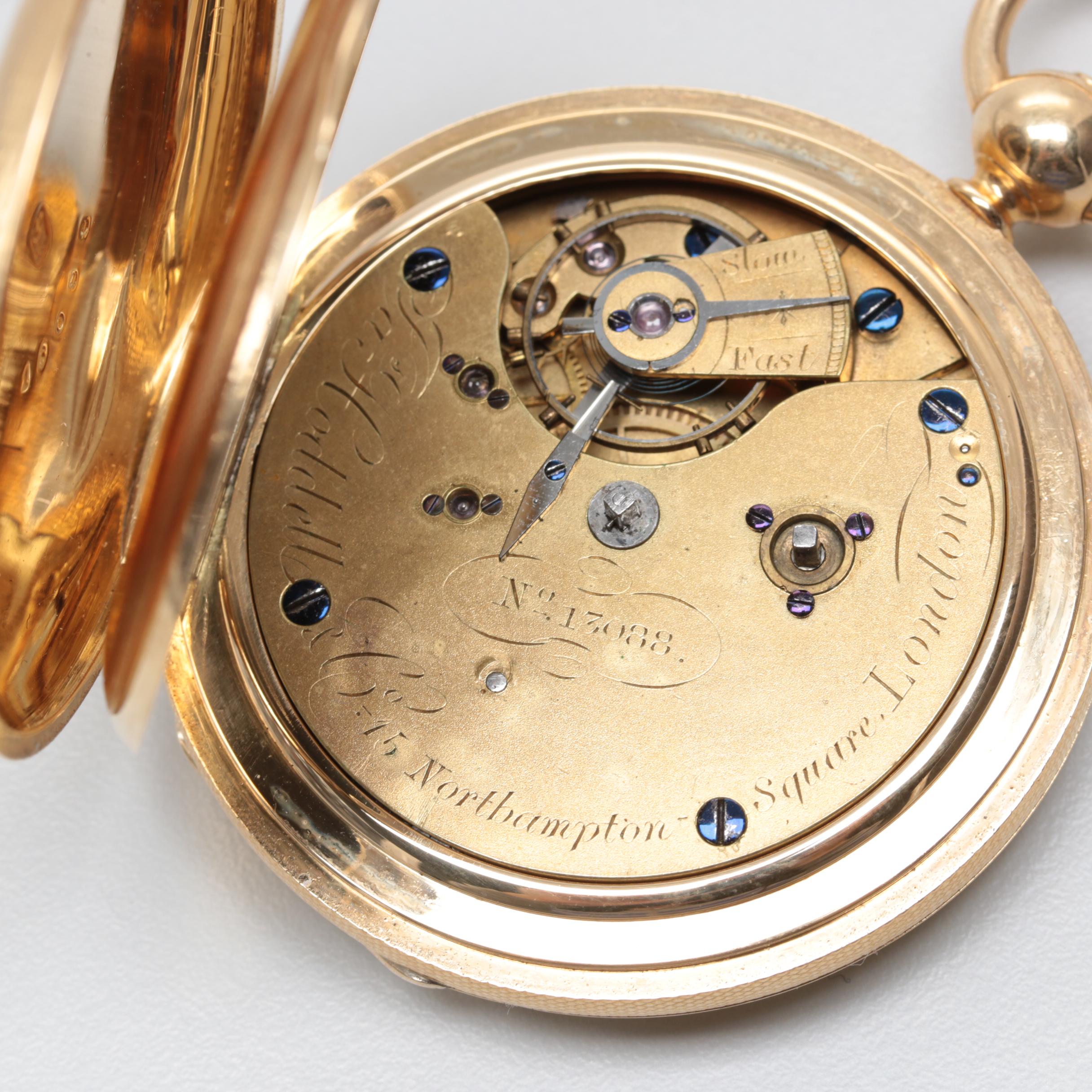 James Hoddell & Co. 18K Yellow Gold Hunter Case Pocket Watch