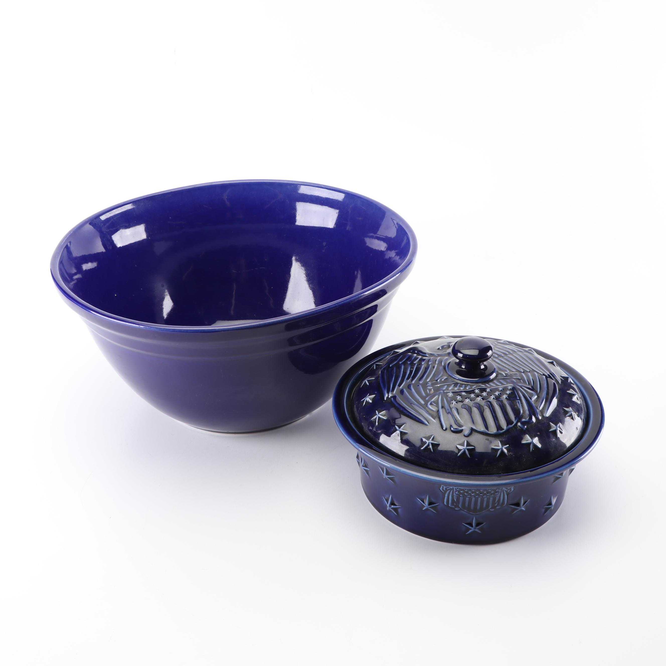 Longaberger "All American" Serveware and Basket with Mccoy Mixing Bowl and Dish