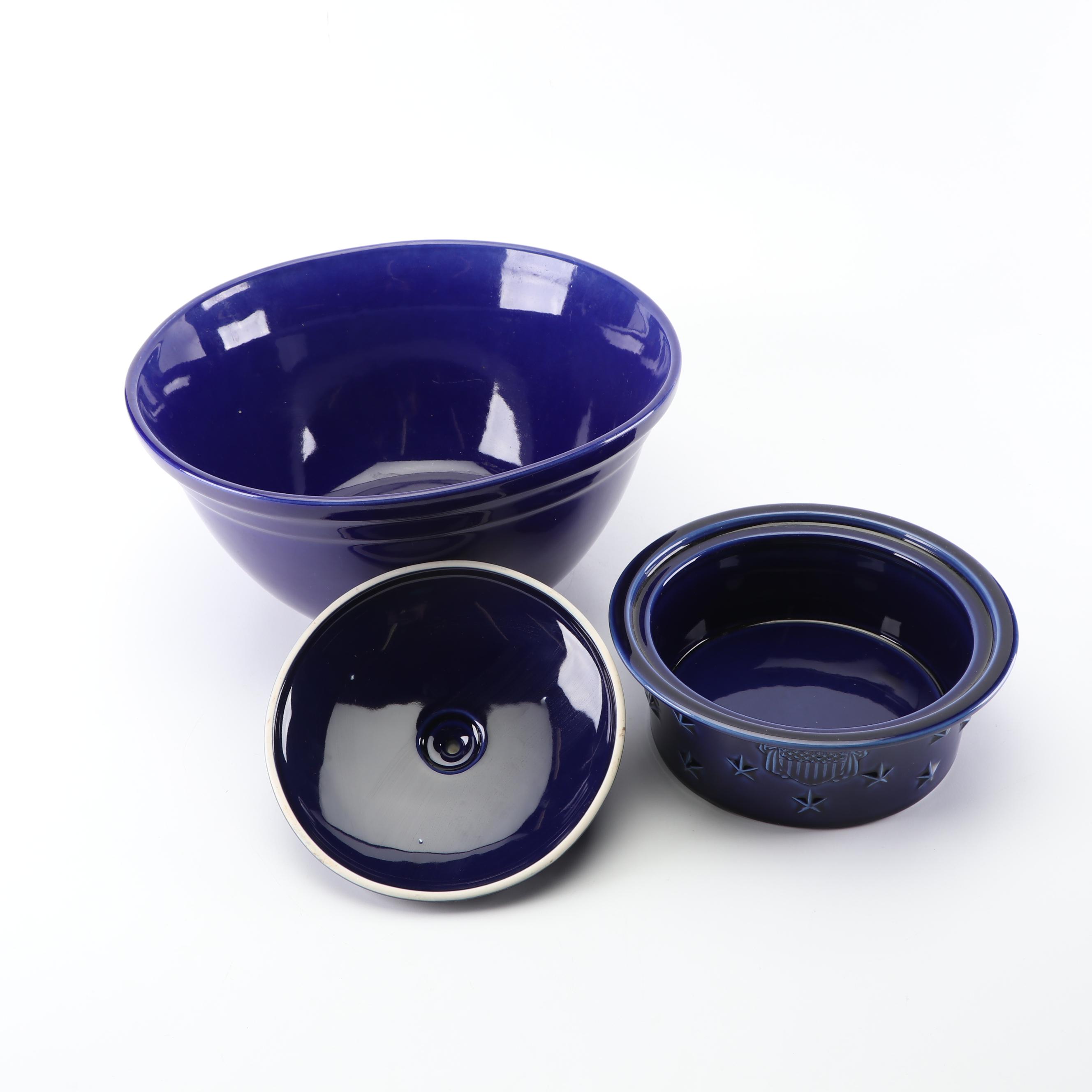 Longaberger "All American" Serveware and Basket with Mccoy Mixing Bowl and Dish