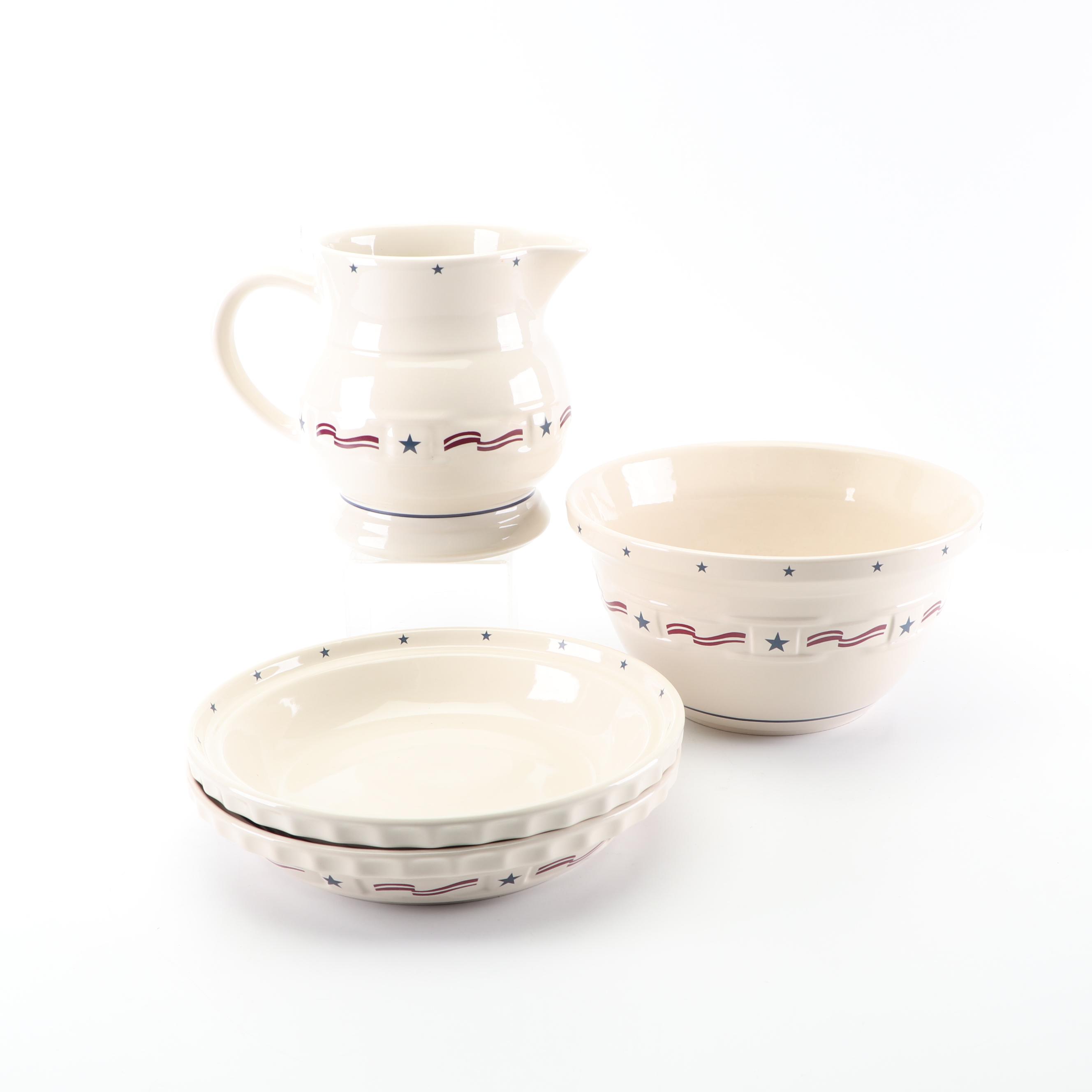 Longaberger "All American" Serveware and Basket with Mccoy Mixing Bowl and Dish