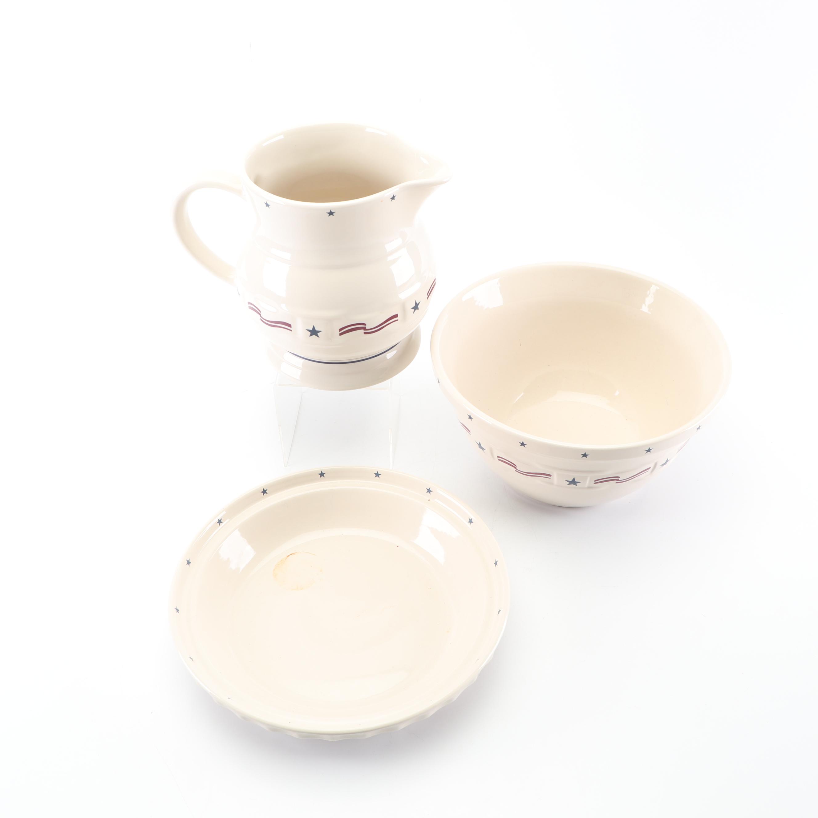 Longaberger "All American" Serveware and Basket with Mccoy Mixing Bowl and Dish