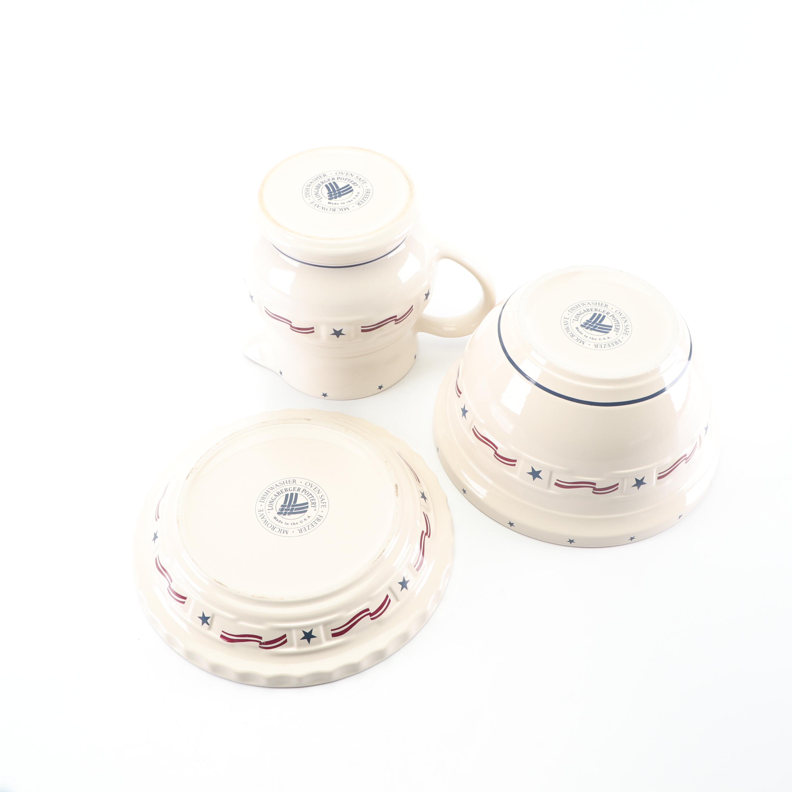 Longaberger "All American" Serveware and Basket with Mccoy Mixing Bowl and Dish
