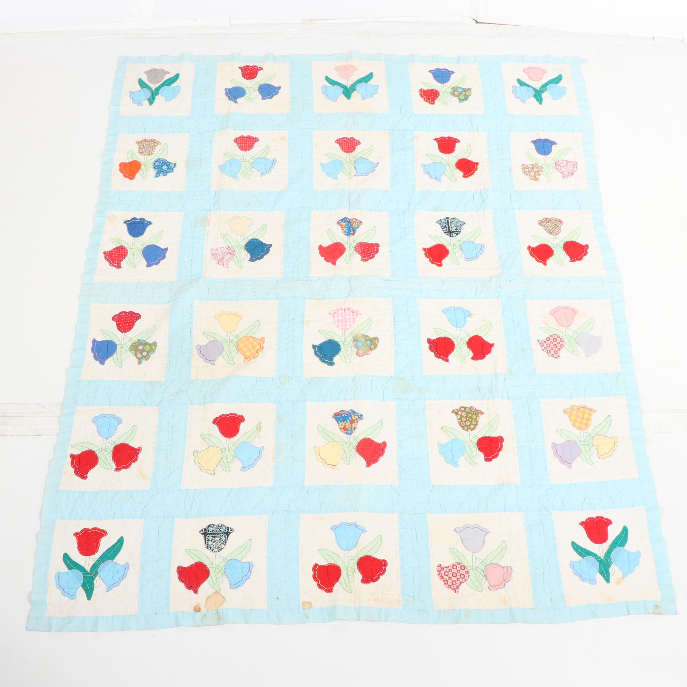 Handmade "Tulip" Applique Quilt