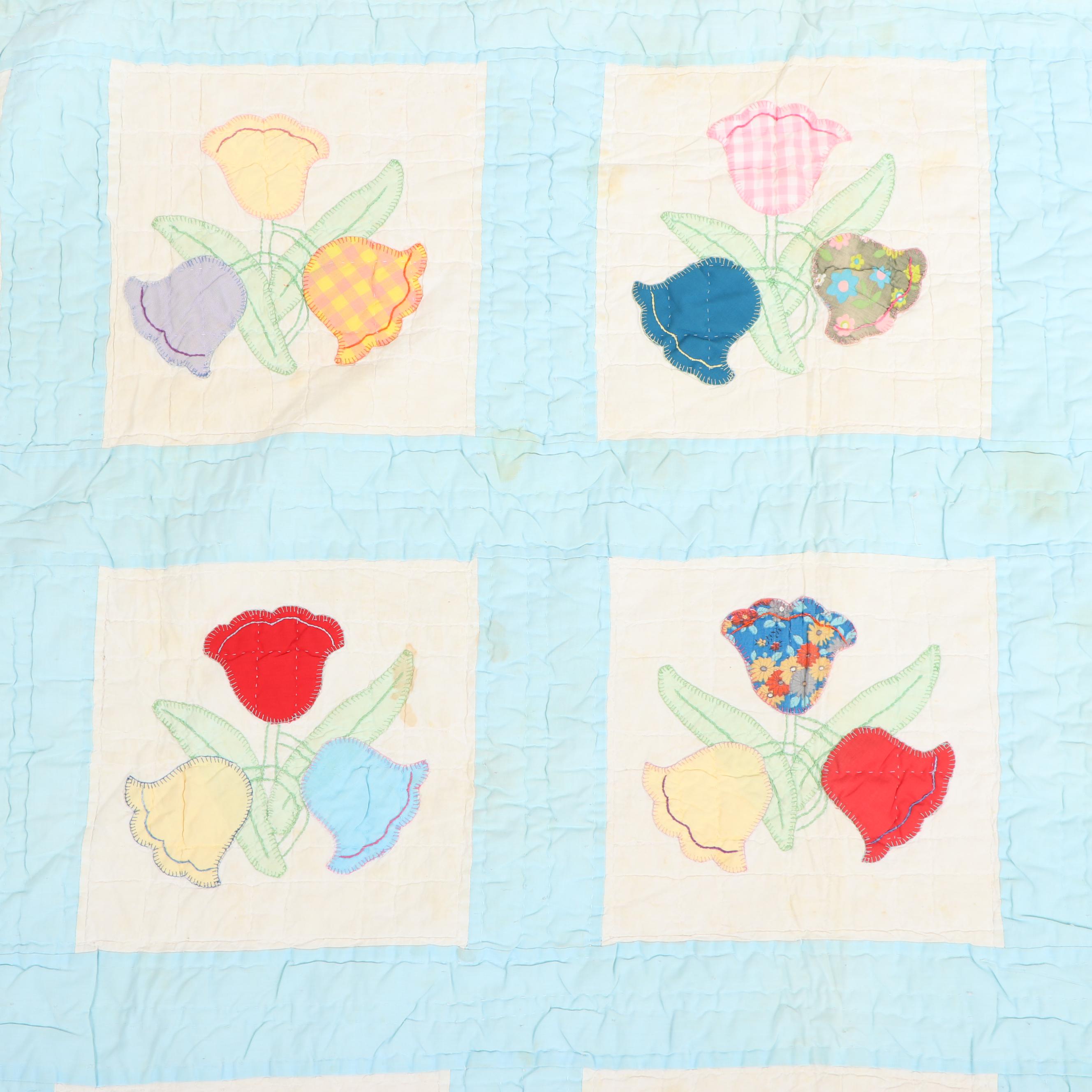 Handmade "Tulip" Applique Quilt