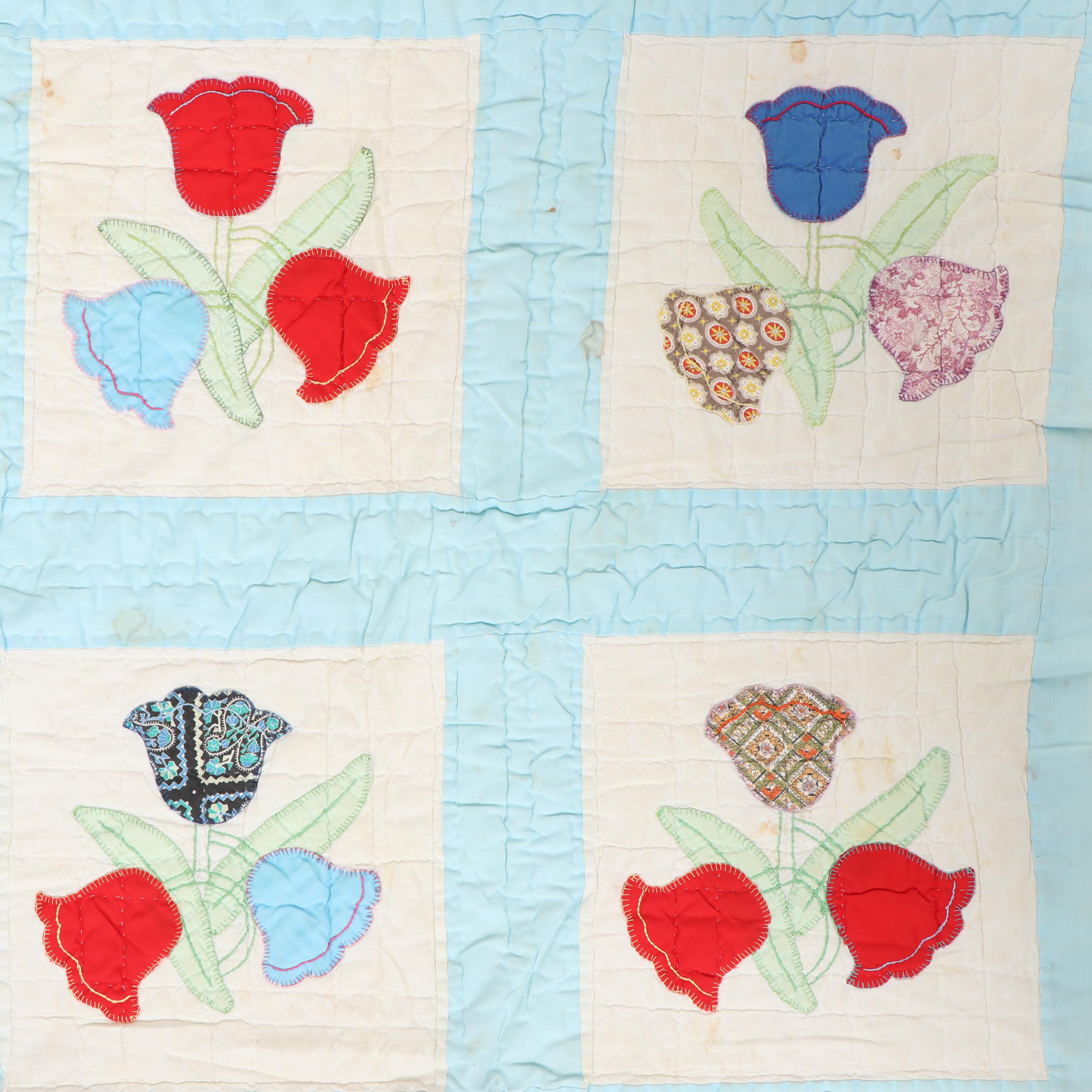Handmade "Tulip" Applique Quilt