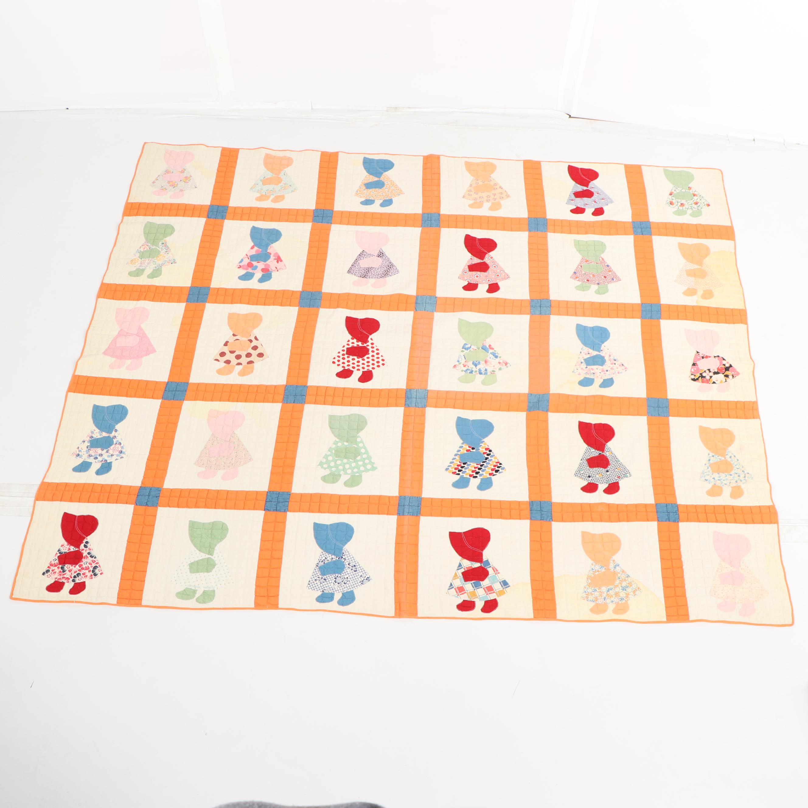 Handmade "Sunbonnet Sue" Applique Quilt