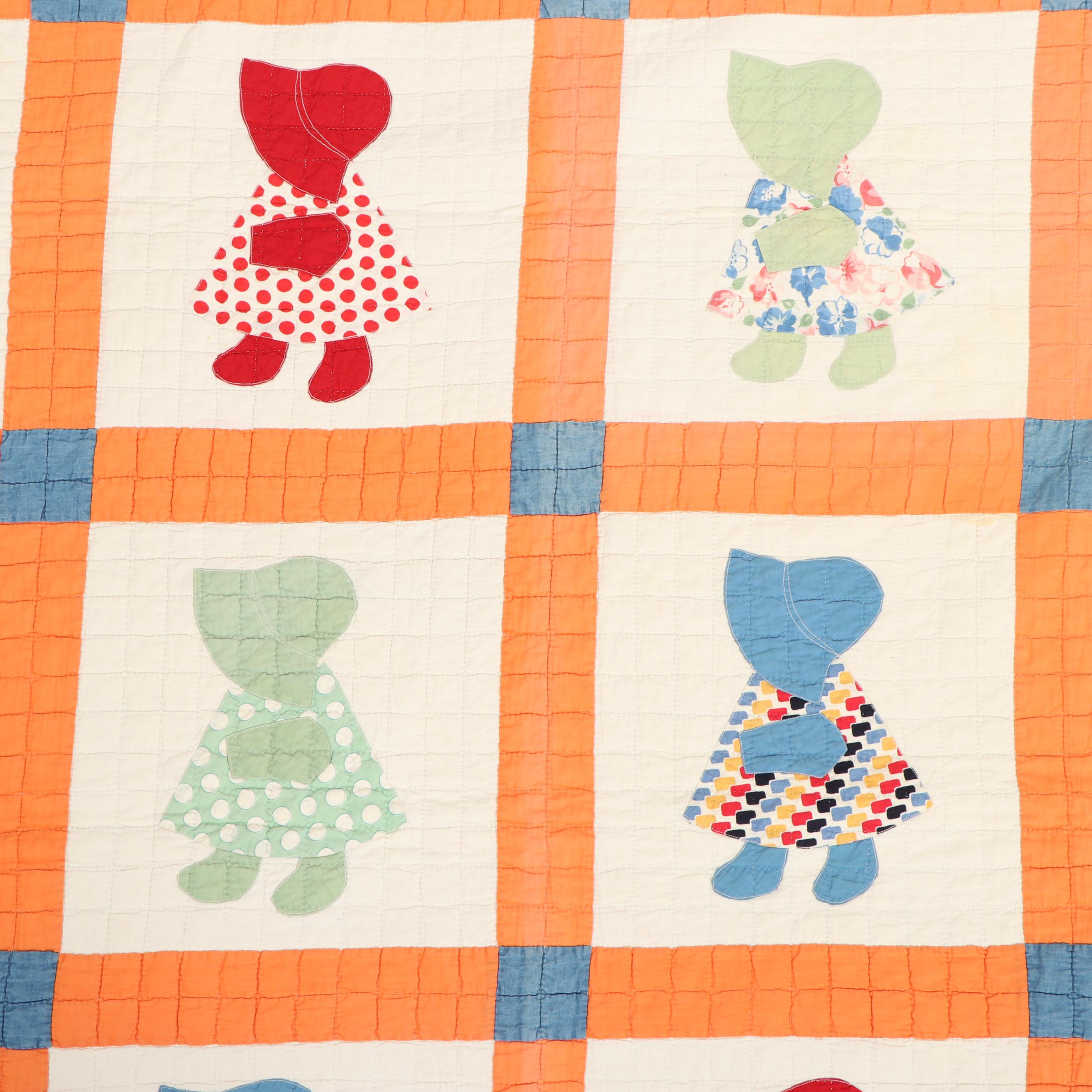 Handmade "Sunbonnet Sue" Applique Quilt