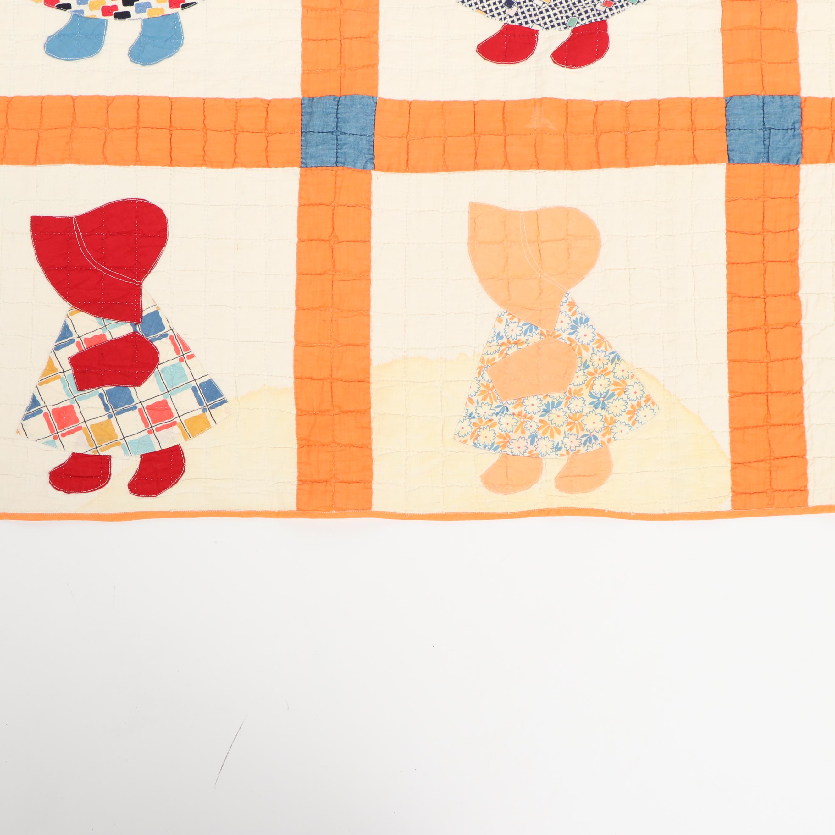 Handmade "Sunbonnet Sue" Applique Quilt