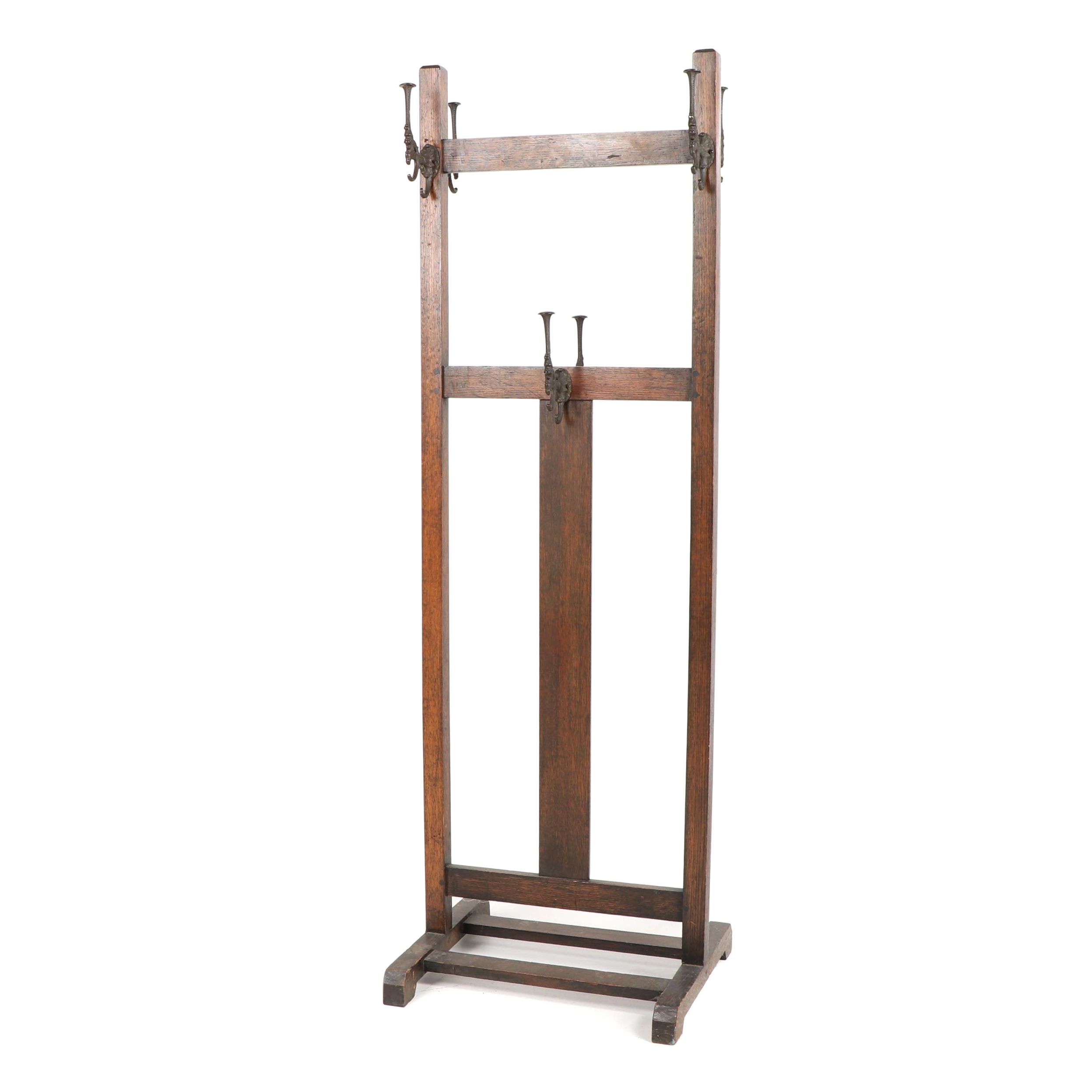 Oak Coat Rack, Early 20th Century