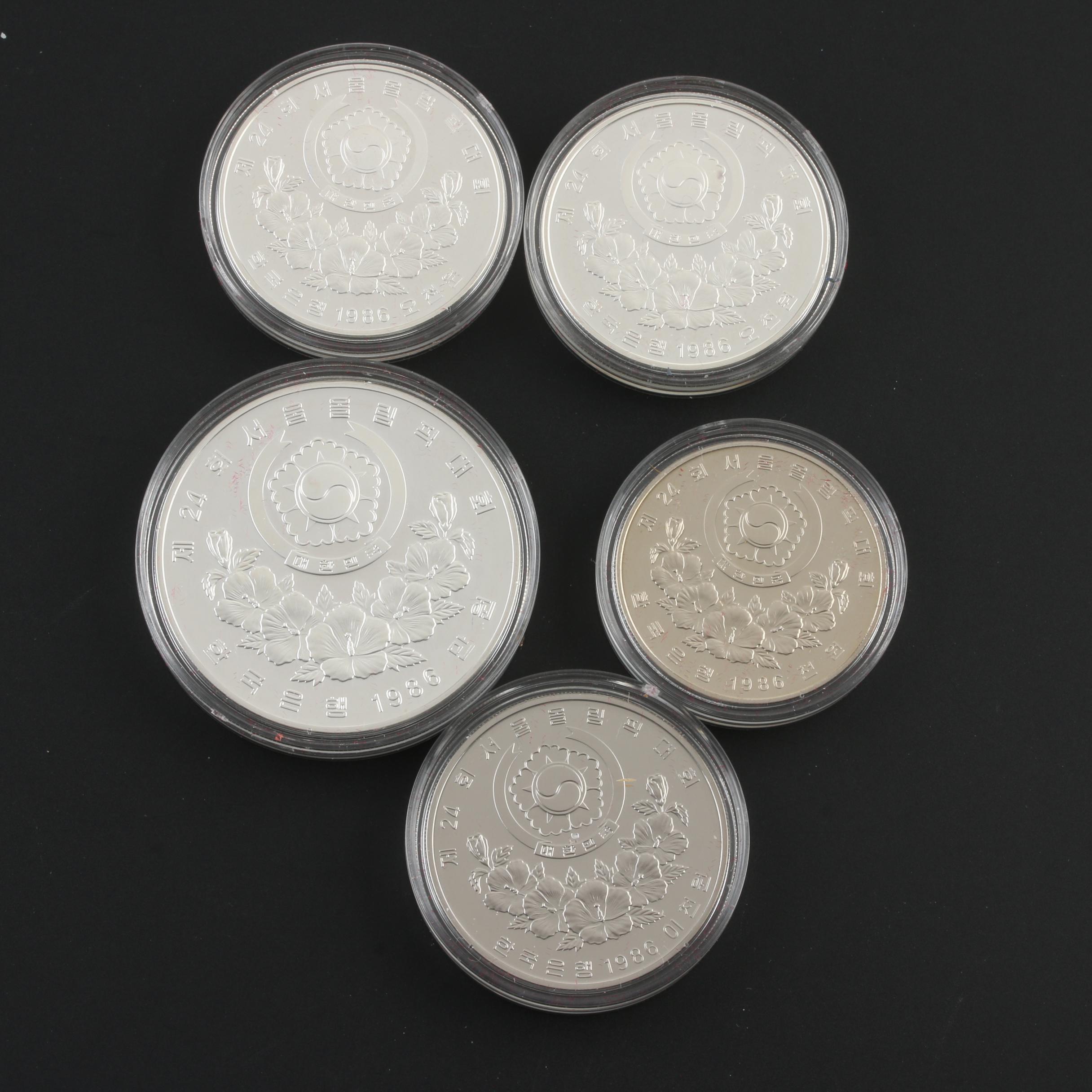 1988 Korea Seoul Olympics Commemorative Silver Proof Five Coin Set