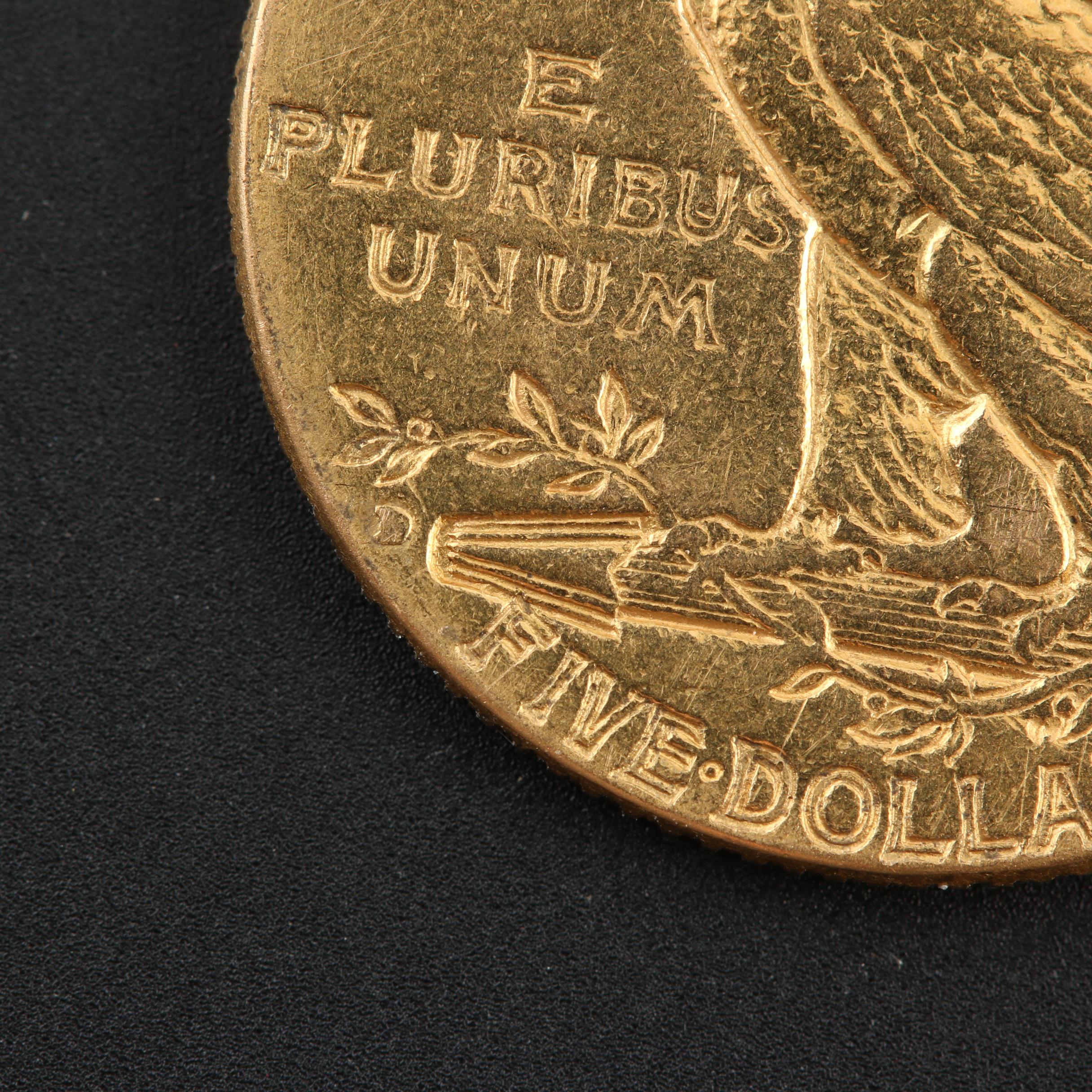 1909-D Indian Head $5 Half Eagle Gold Coin