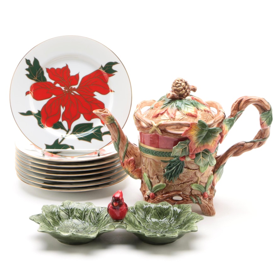 "Cloisonne Poinsettia" Salad Plates by Fitz and Floyd and More