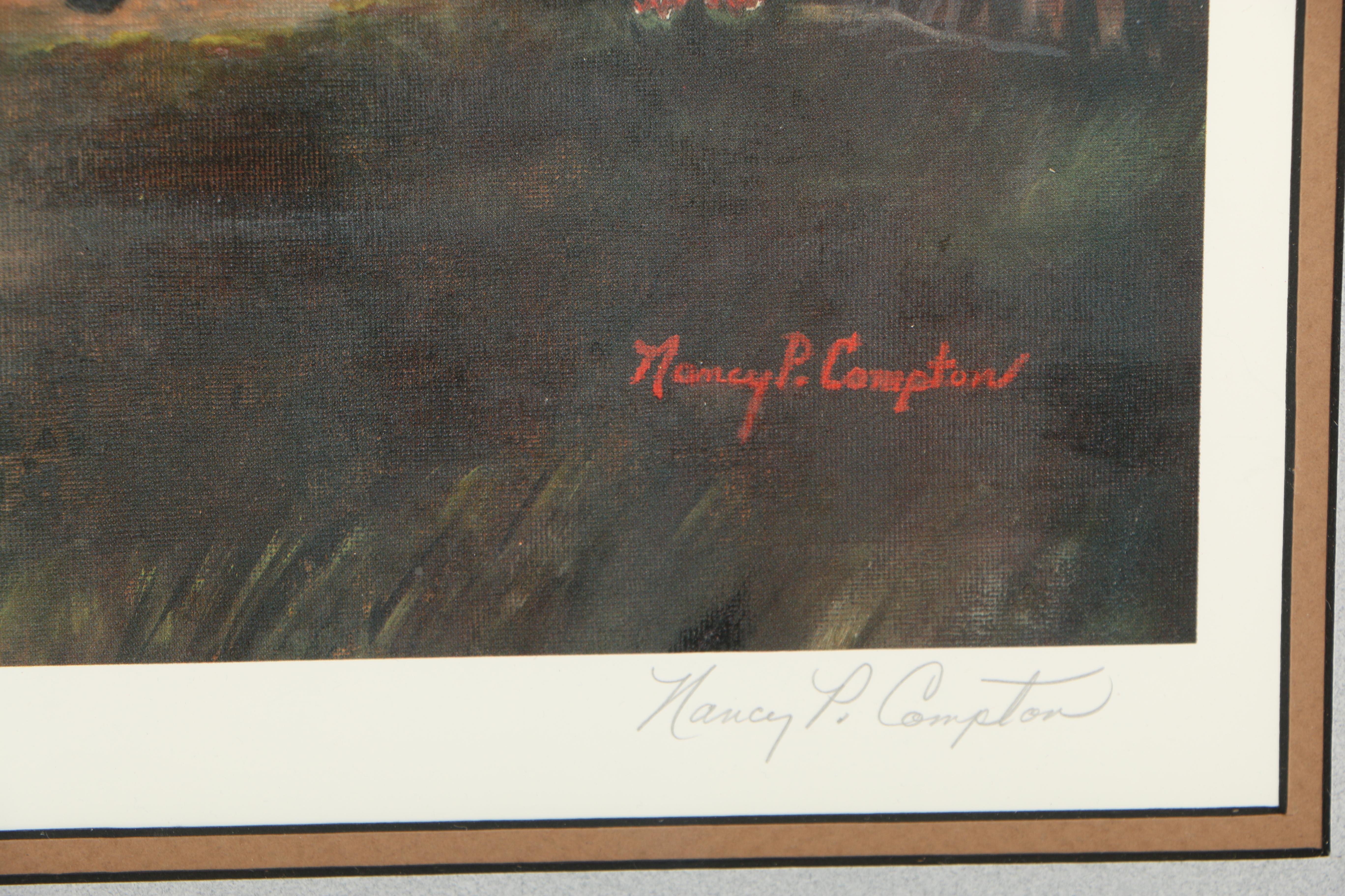 Nancy P. Compton Offset Lithograph "Sleeping at the Barn"