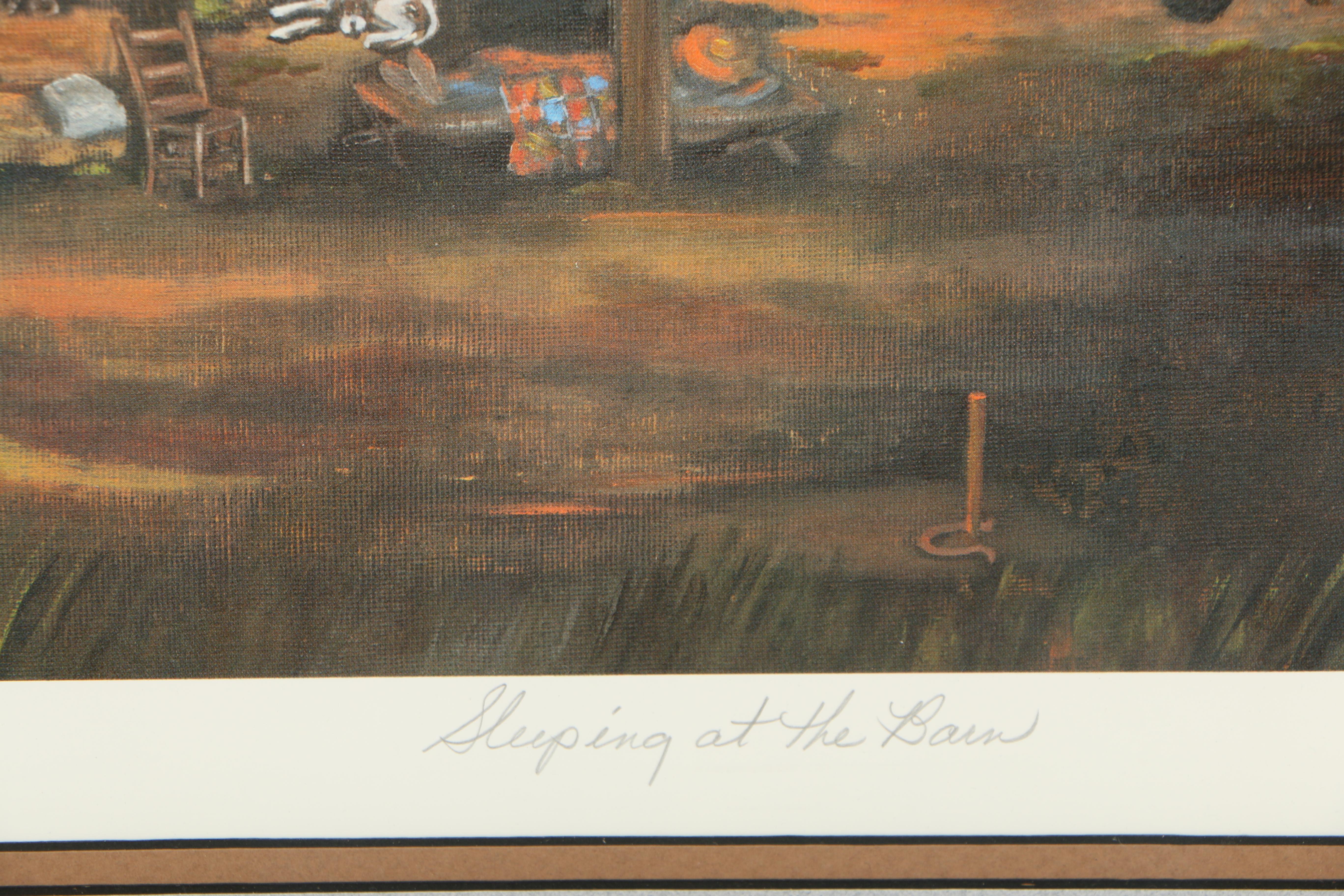 Nancy P. Compton Offset Lithograph "Sleeping at the Barn"