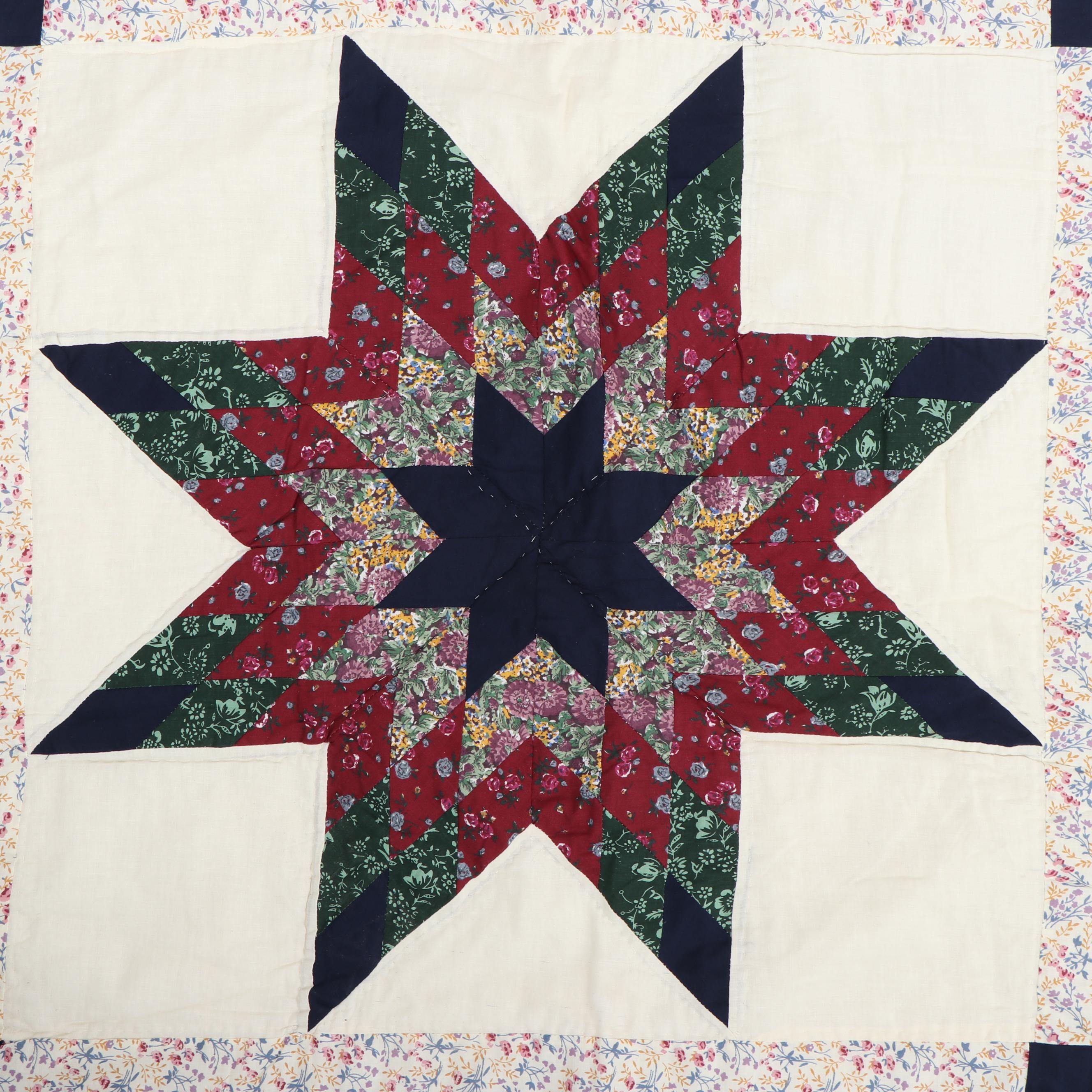"Eight-Pointed Star" Handmade Quilt