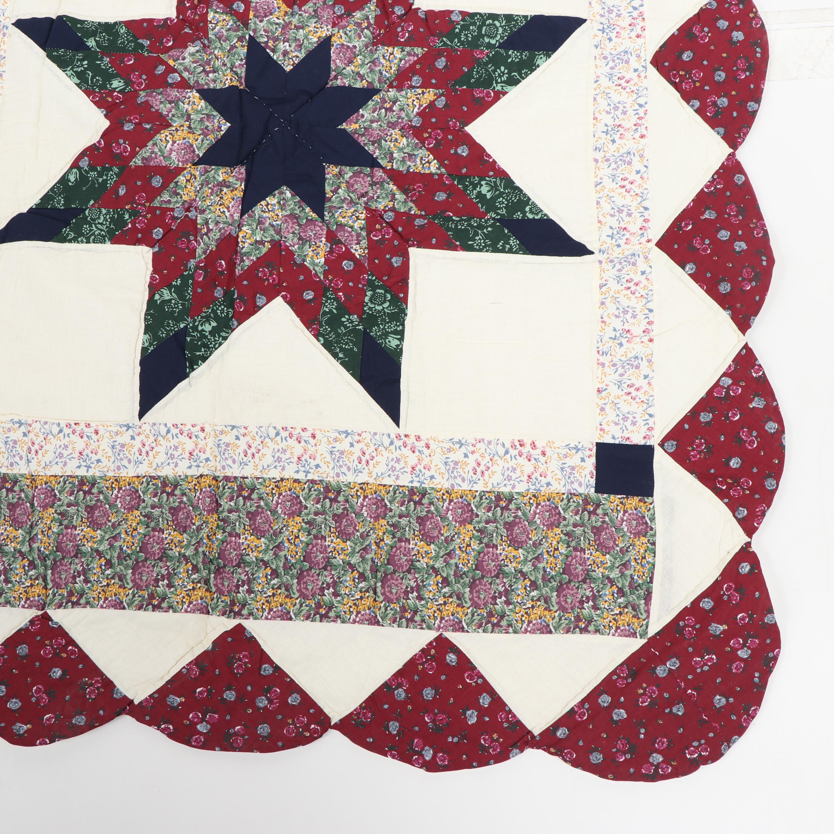 "Eight-Pointed Star" Handmade Quilt