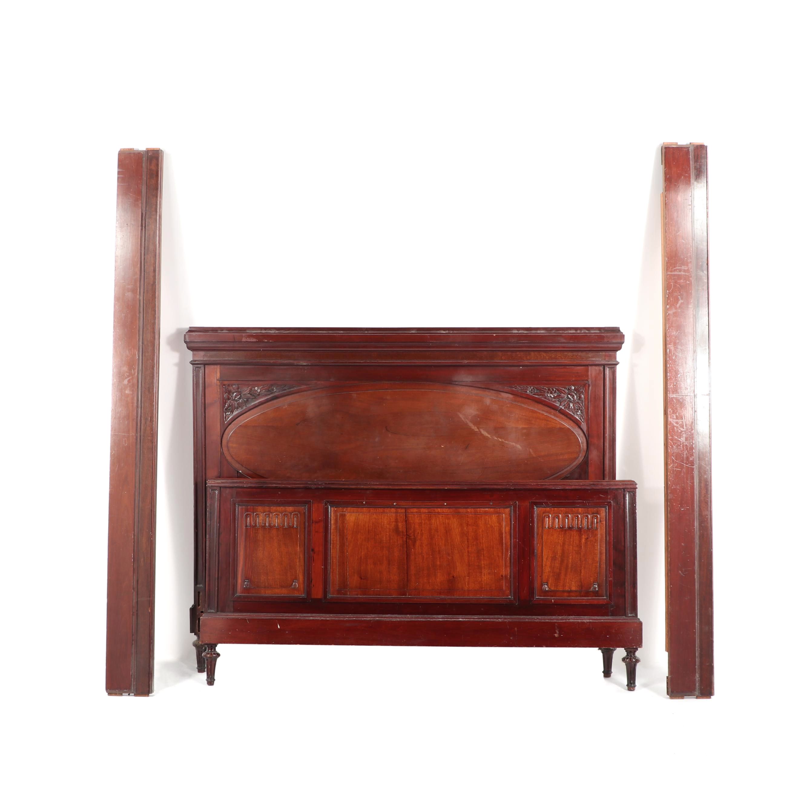 Victorian Style Mahogany Queen Size Bed Frame, Mid 20th Century