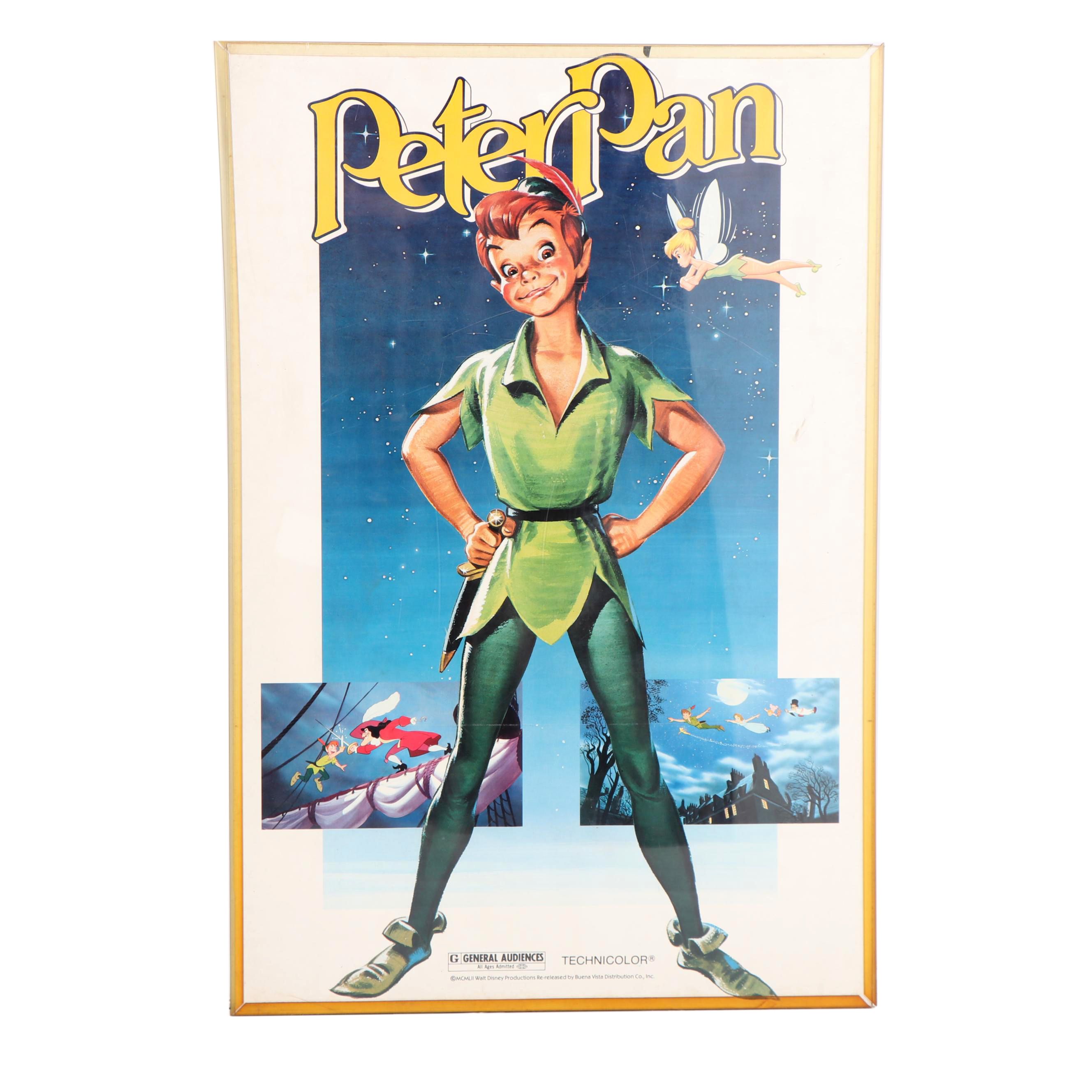 Vintage Walt Disney's "Peter Pan" Offset Lithograph Movie Poster