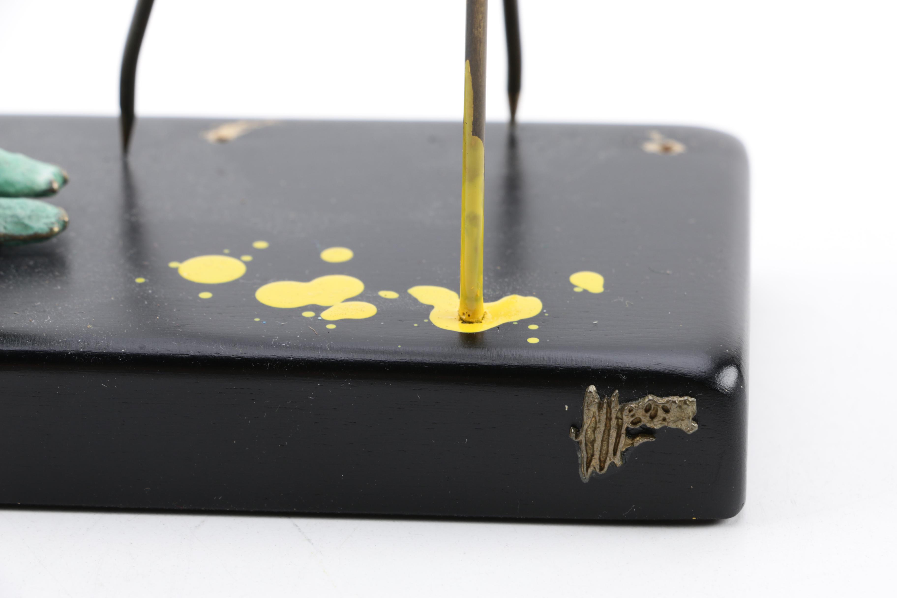 1972 Malcolm Moran Bronze and Enamel Sculptures with Polished Stone Slab