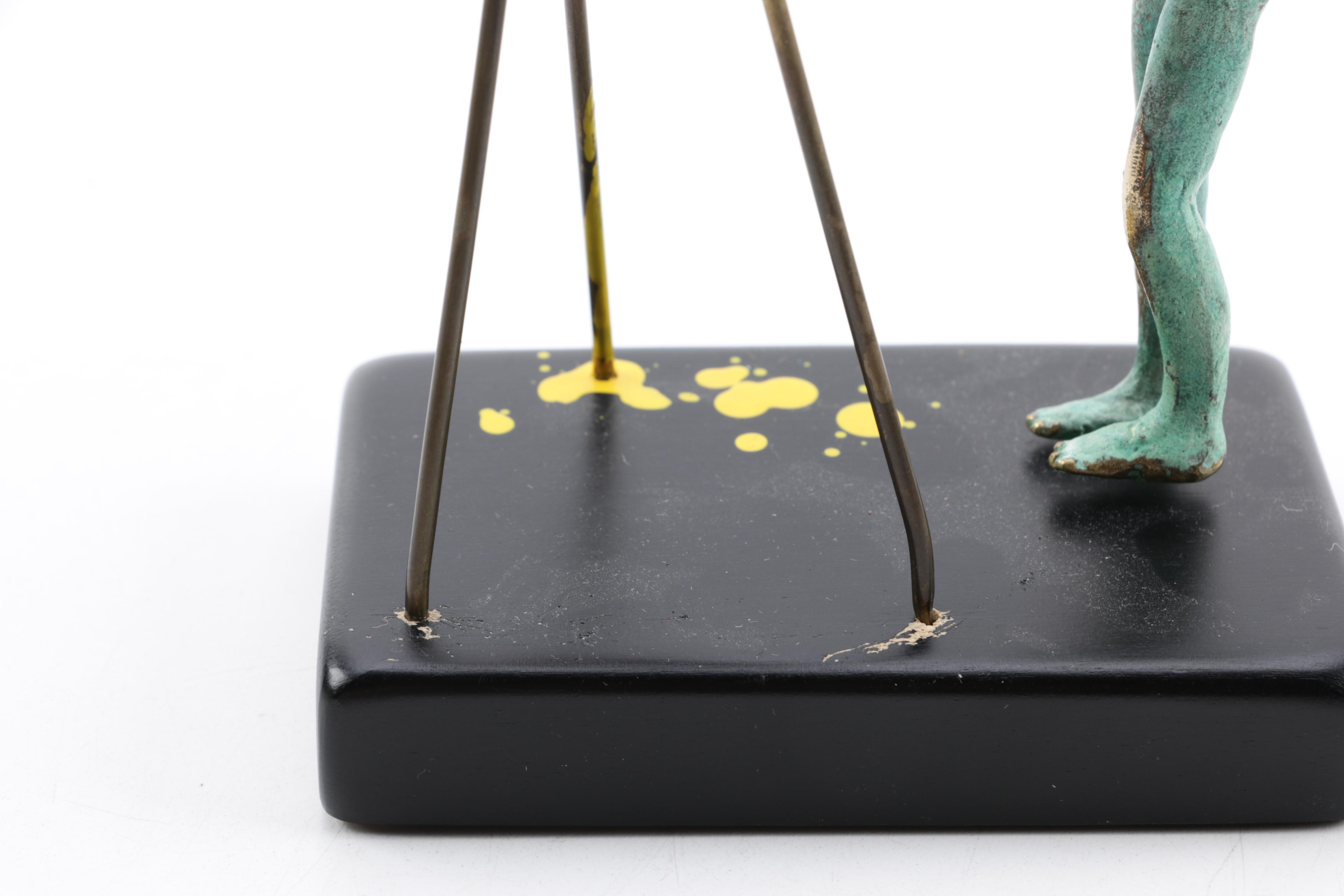 1972 Malcolm Moran Bronze and Enamel Sculptures with Polished Stone Slab