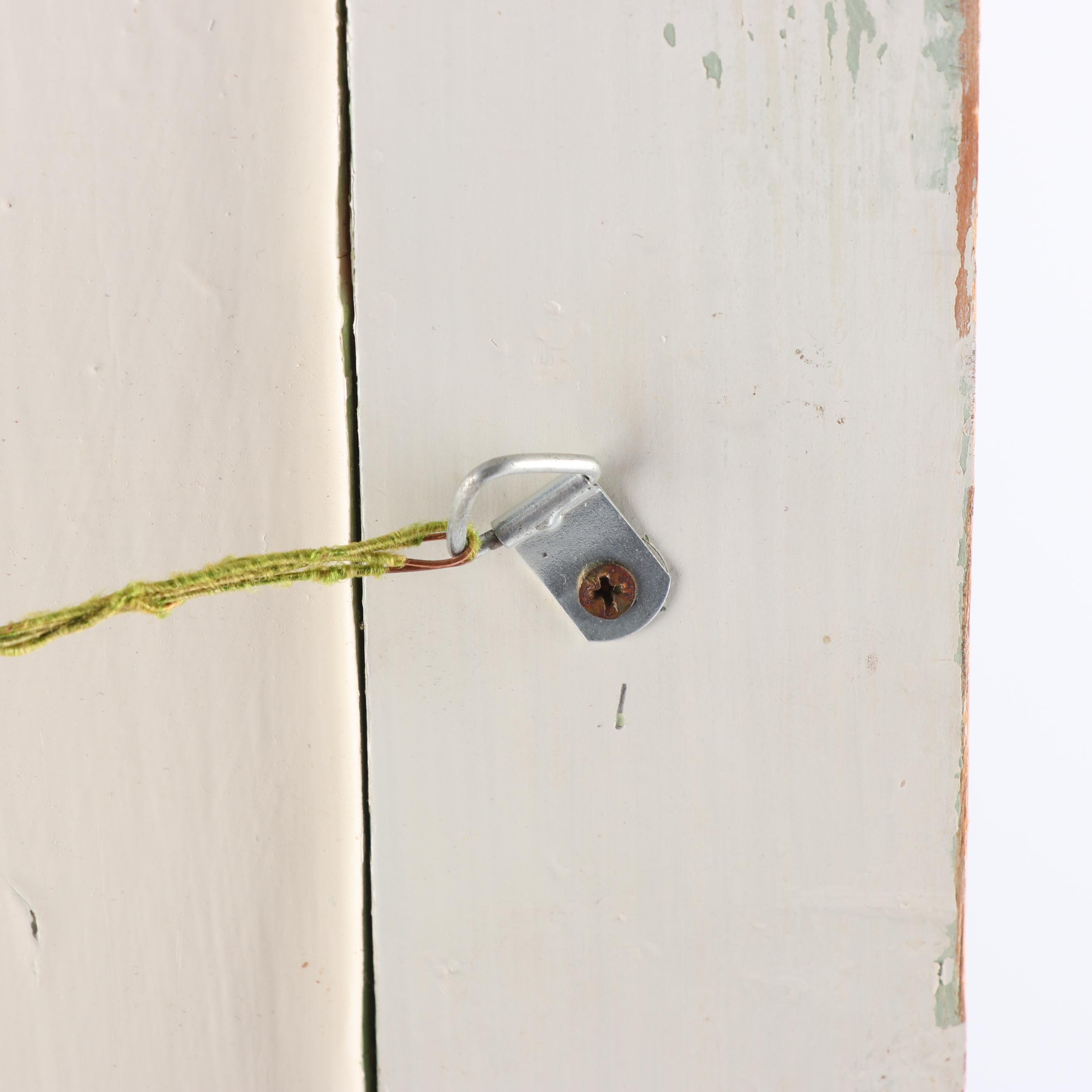 Porcelain Mosaic Wall Mirror on Repurposed Vintage Cabinet Door