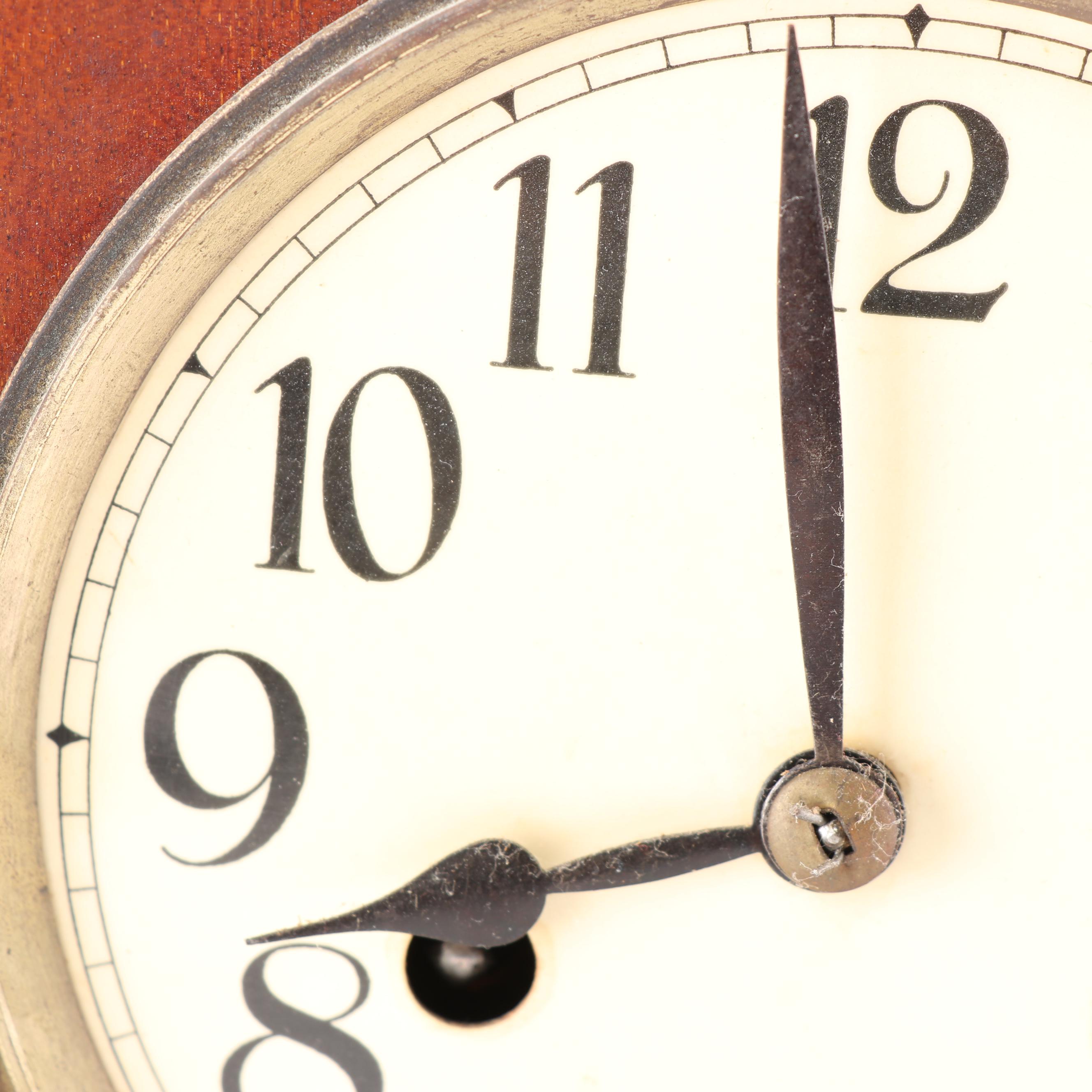 Art Deco Inlaid Wooden Mantel Clock