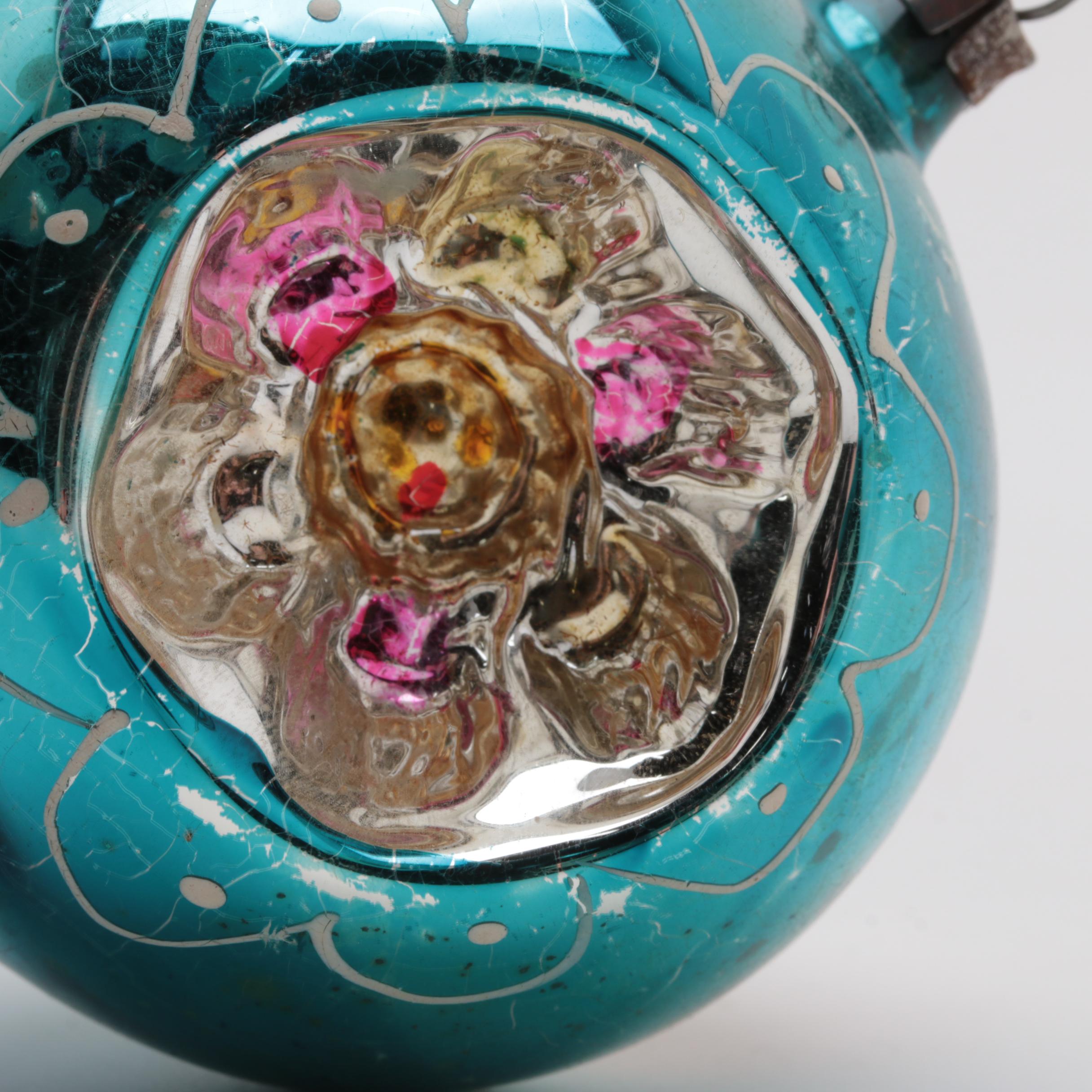 Four Antique Glass Christmas Ornaments