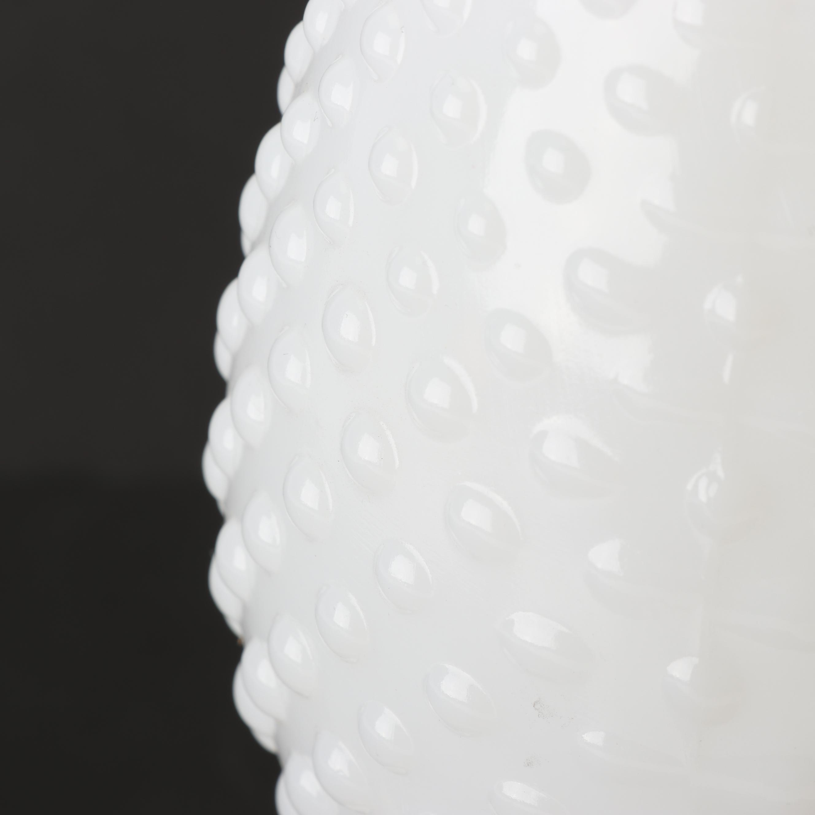 Fenton "Hobnail" Milk and Opalescent Glass Cologne Bottle, Lamp and Tableware