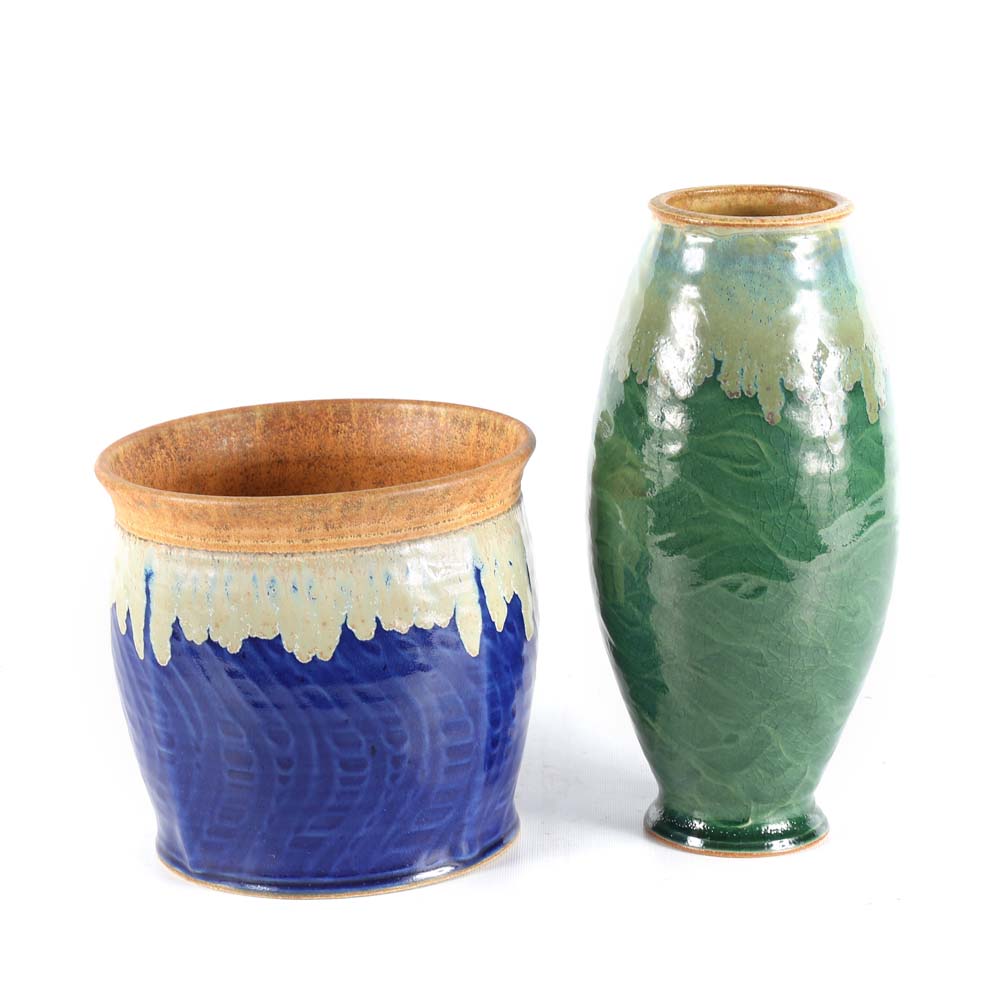 Allan Ditton Pottery Wheel Thrown Stoneware Vases