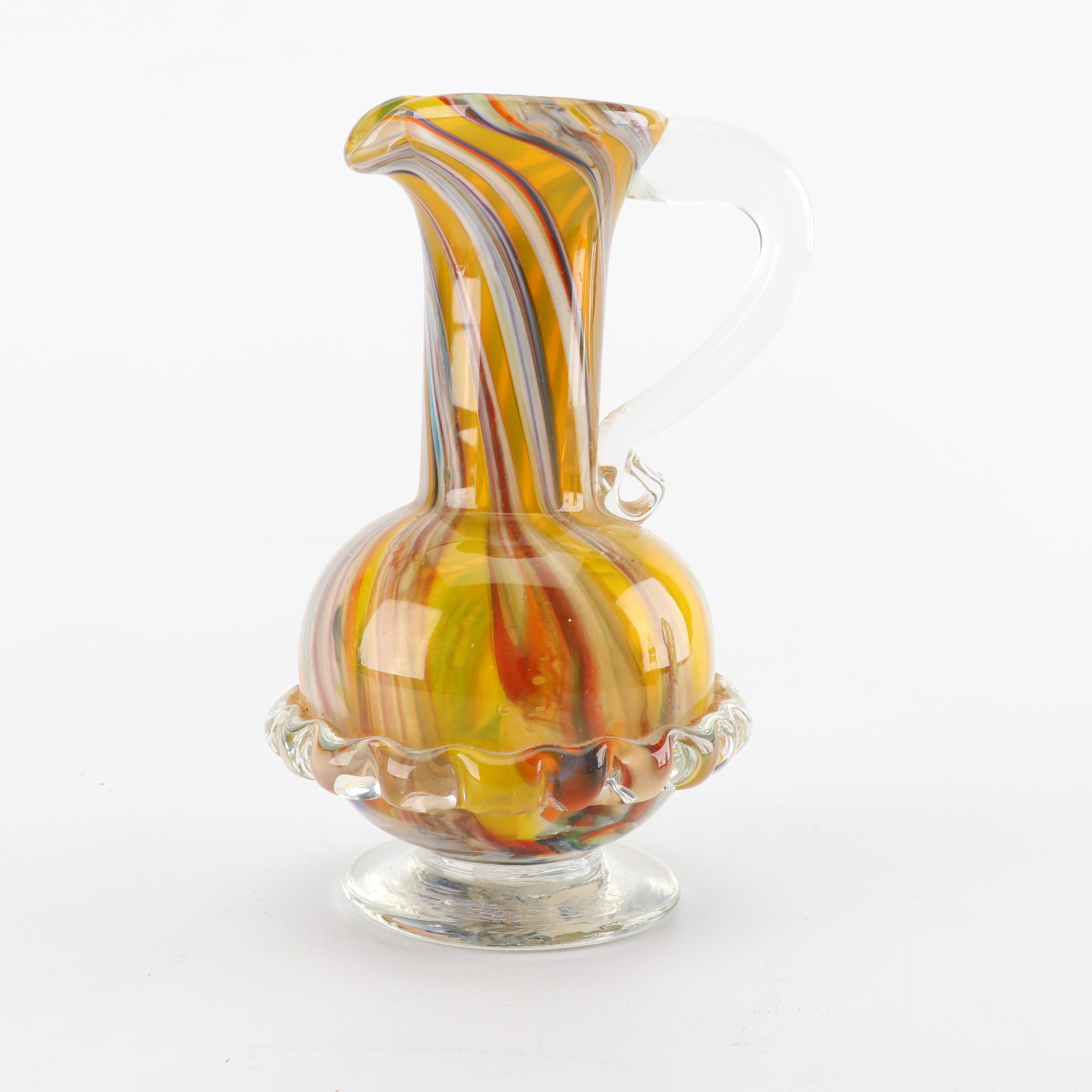 Art Glass Basket, Jug and Vase