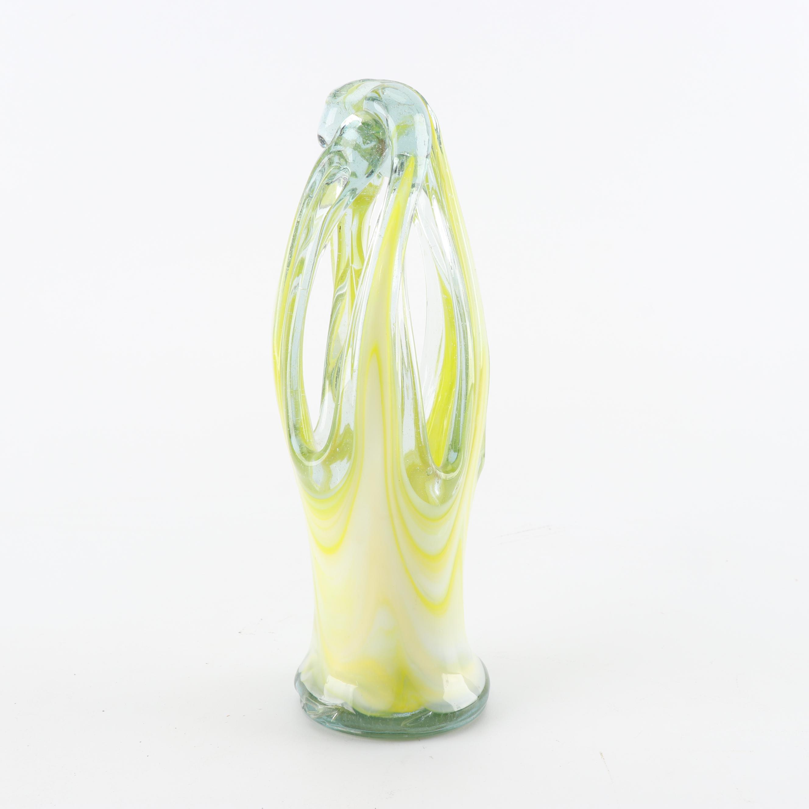 Art Glass Basket, Jug and Vase