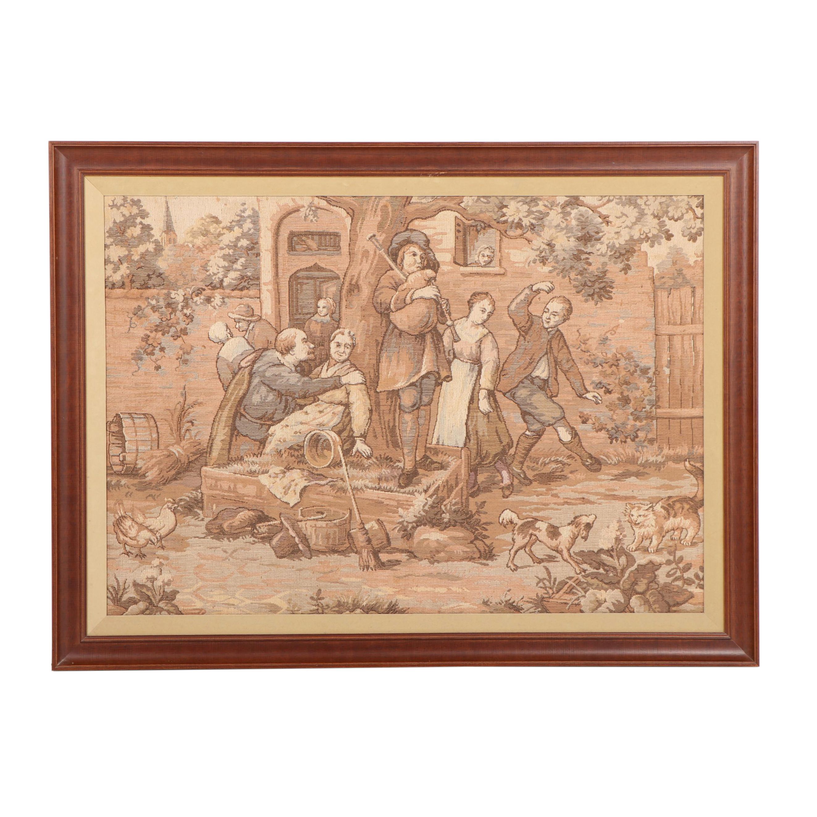 Framed, Woven French Pictorial Wall Hanging