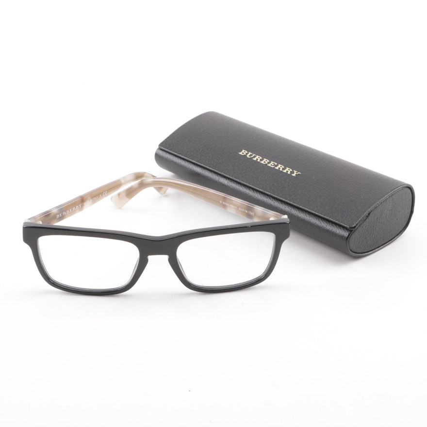 Burberry Black and Check Print Eyeglasses