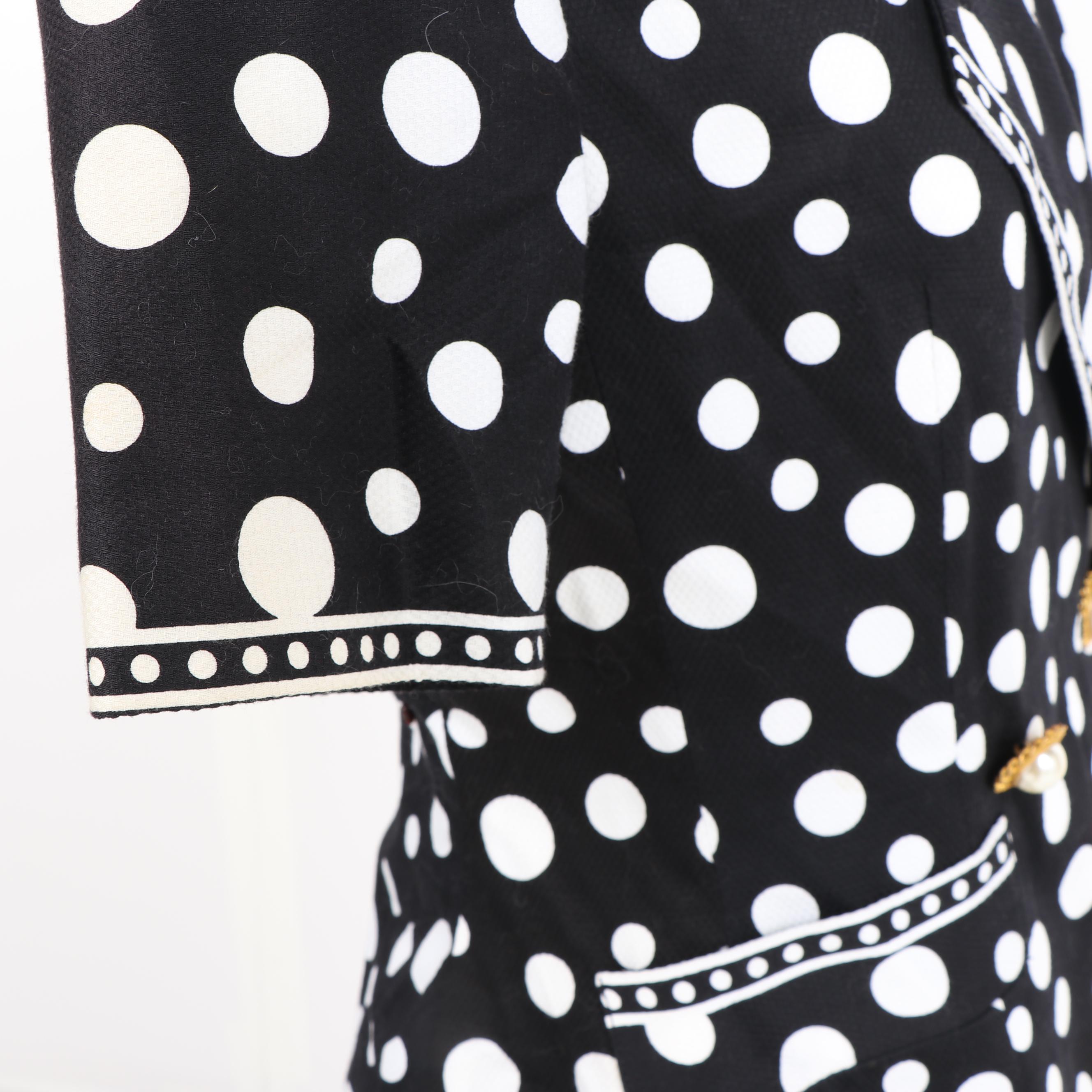 Women's Vintage Ricki Freeman for Teri Jon Black and White Polka Dot Skirt Suit
