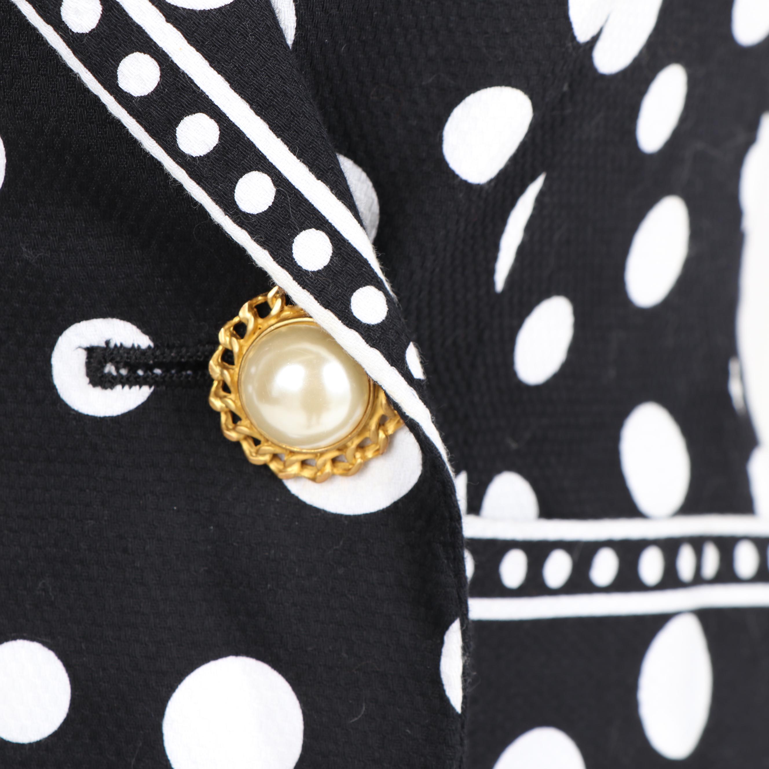 Women's Vintage Ricki Freeman for Teri Jon Black and White Polka Dot Skirt Suit