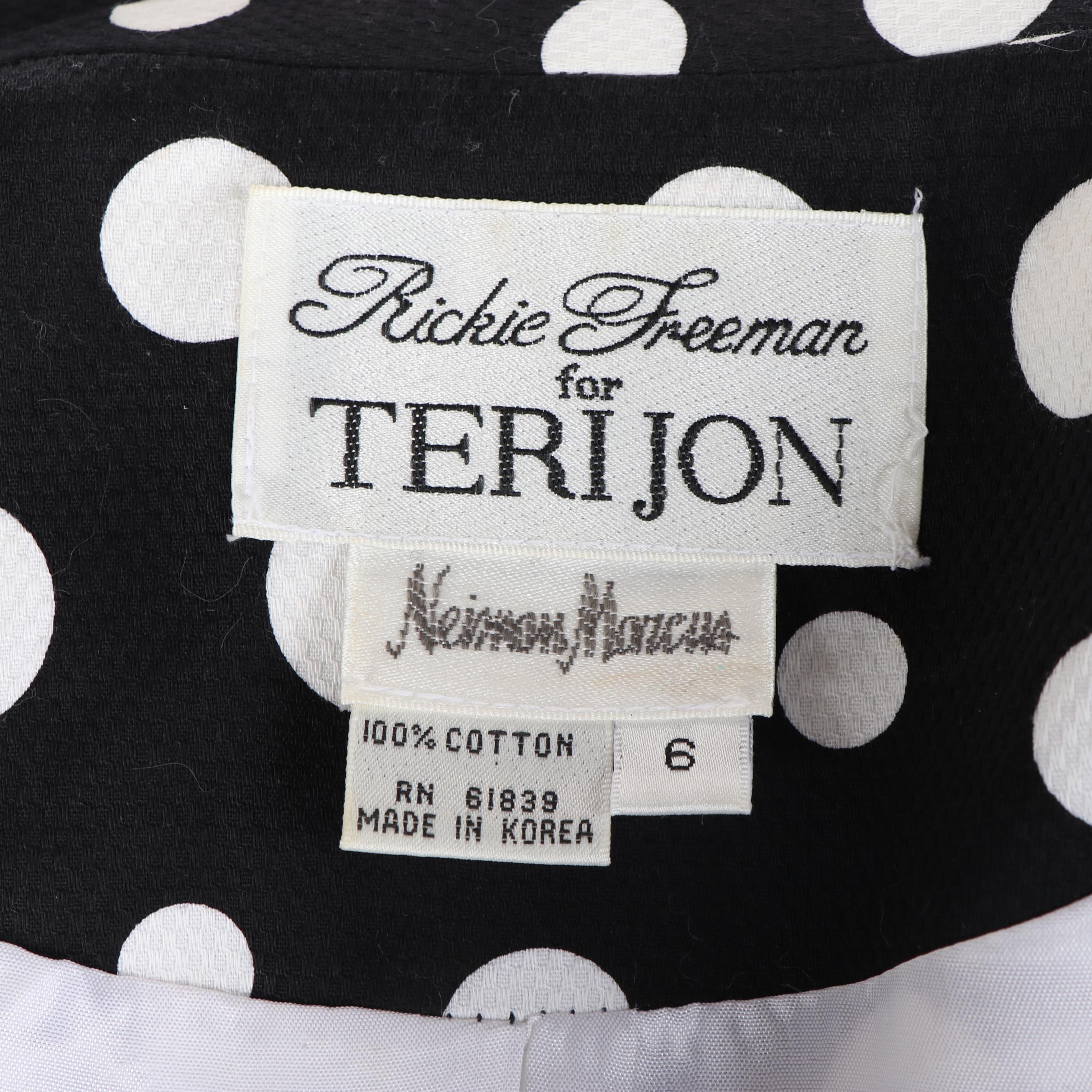 Women's Vintage Ricki Freeman for Teri Jon Black and White Polka Dot Skirt Suit