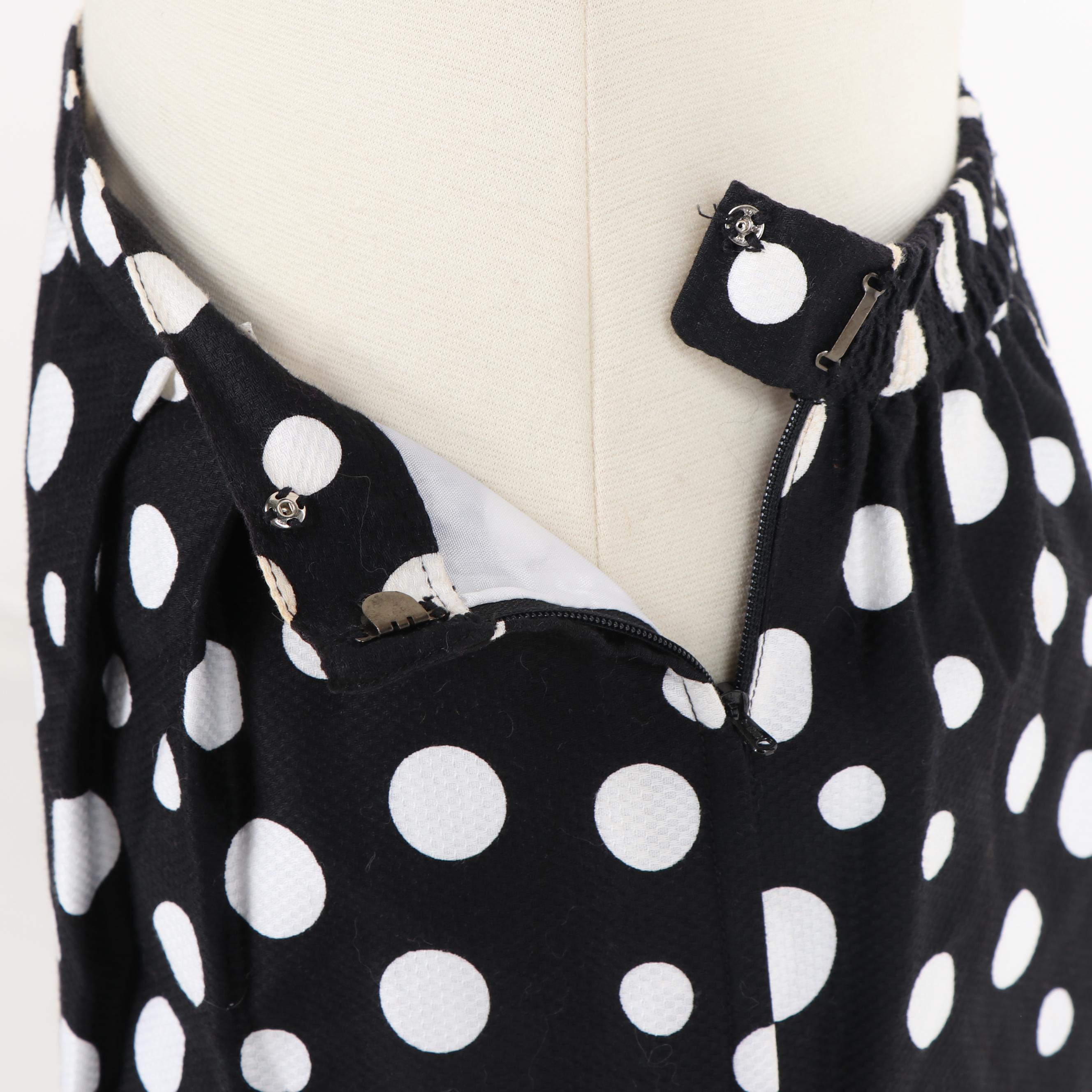 Women's Vintage Ricki Freeman for Teri Jon Black and White Polka Dot Skirt Suit