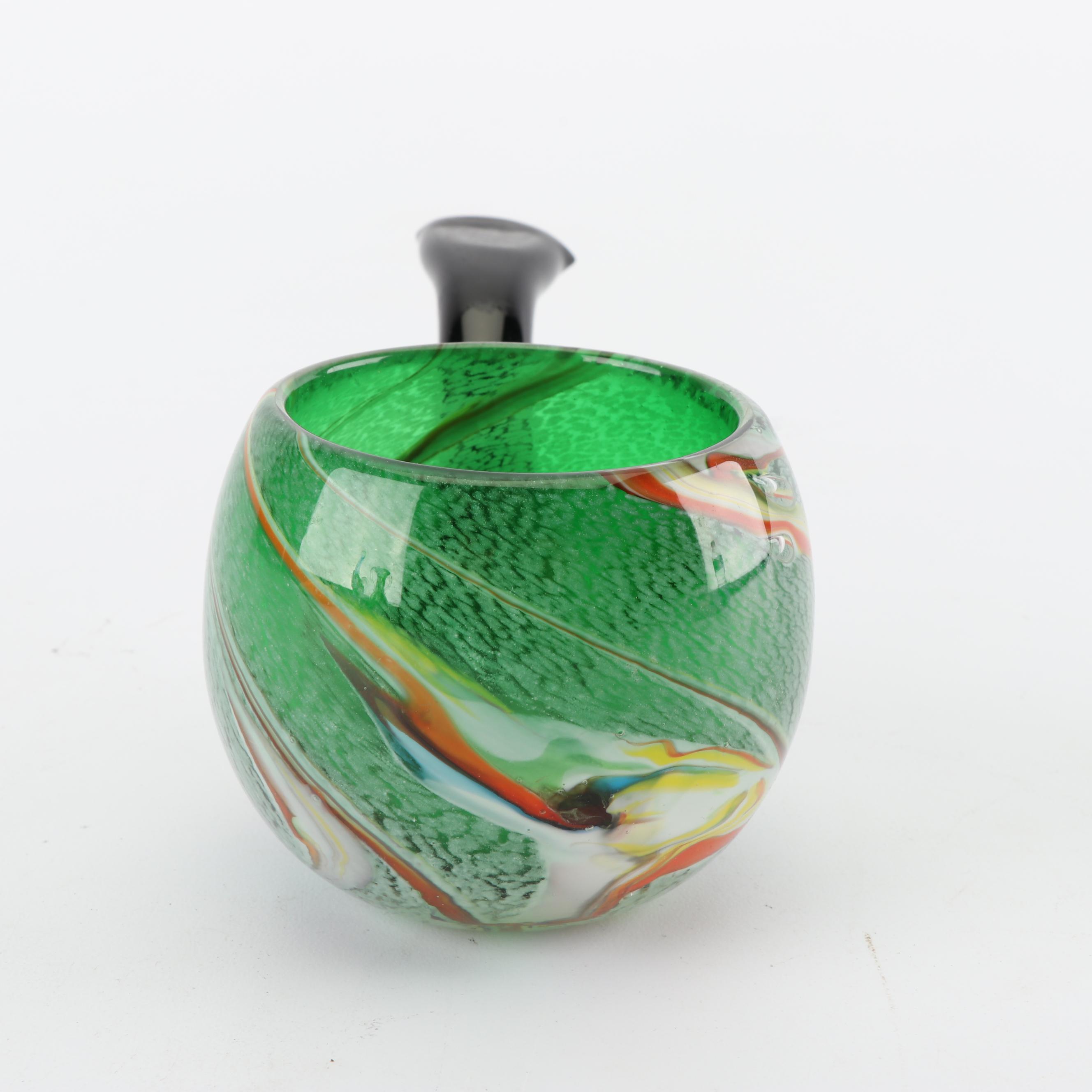 Art Glass Vase with Decorative Pipe and Elephant