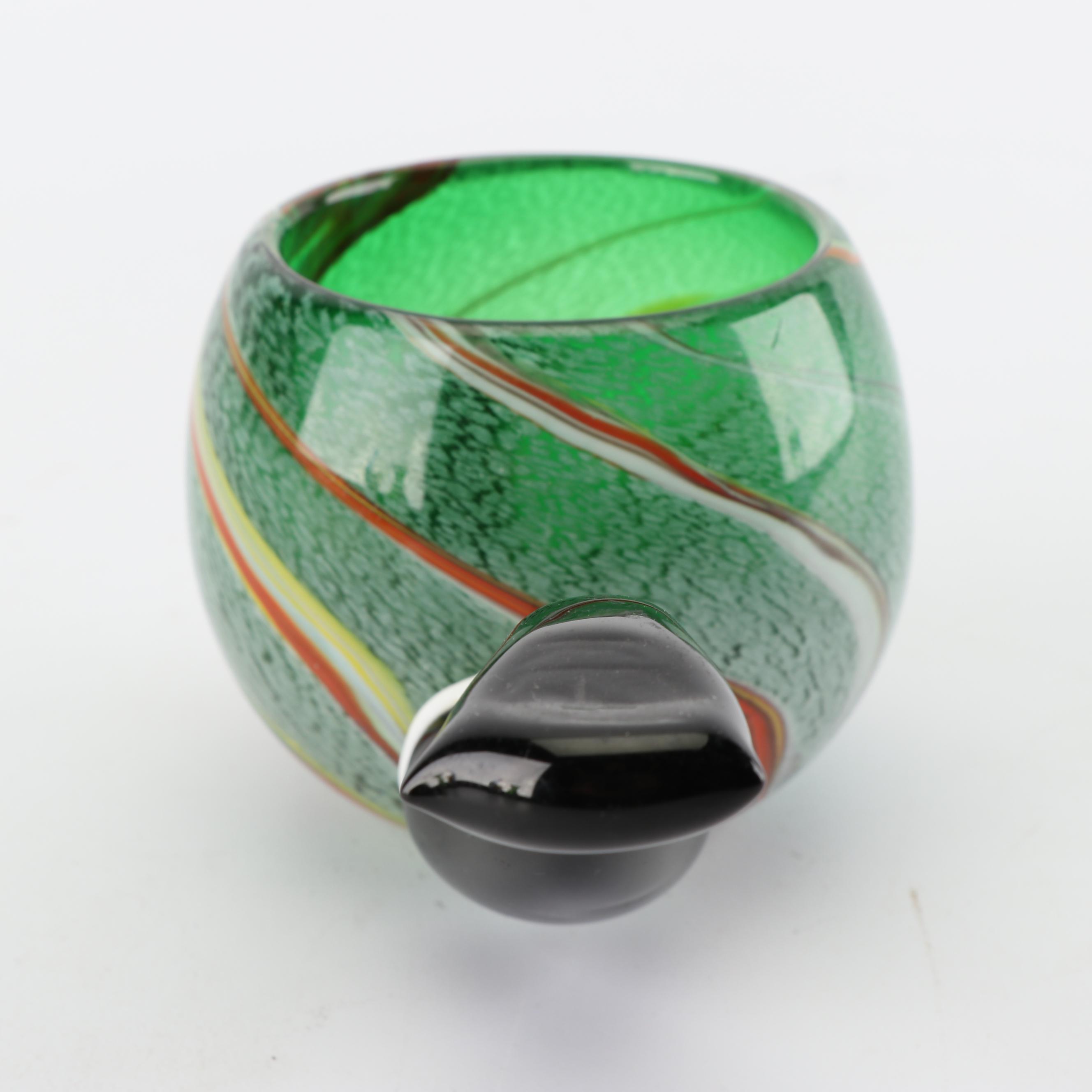 Art Glass Vase with Decorative Pipe and Elephant