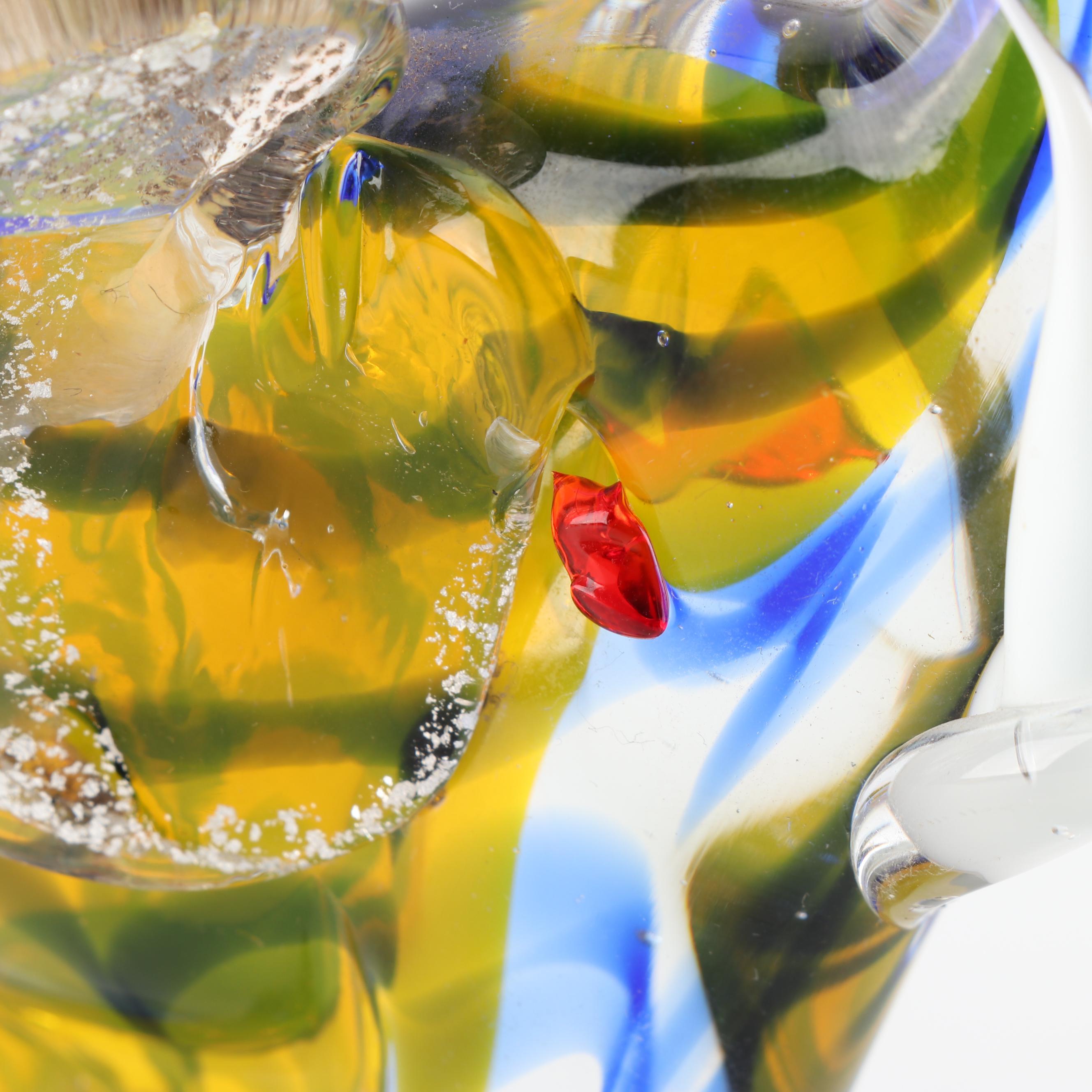 Art Glass Vase with Decorative Pipe and Elephant