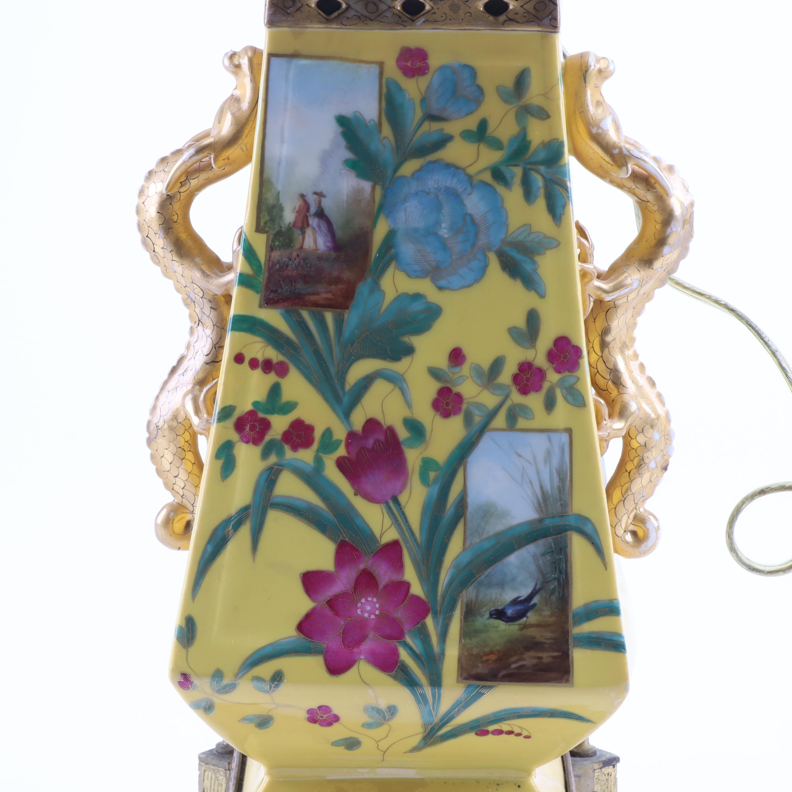 Aesthetic Movement Porcelain Vase Mounted as a Lamp, Late 19th Century